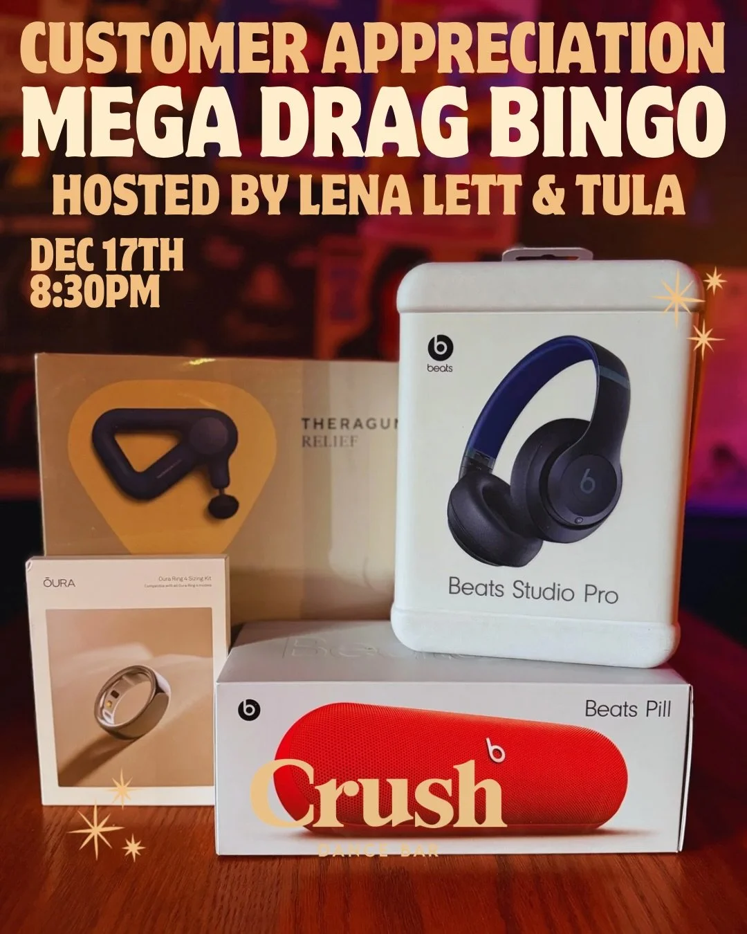 ✨🎄 We&rsquo;re giving SLEIGH-LEVEL PRIZES this week! 🎄✨
Join @empresslena &amp; @the_lady_tula for MEGA Drag Bingo!
🎁 Beats &bull; Oura Ring &bull; Theragun &bull; and more!
🥂 FREE drinks. Big energy. Bigger laughs.
📍 Dec 17 &bull; 8:30PM (speci