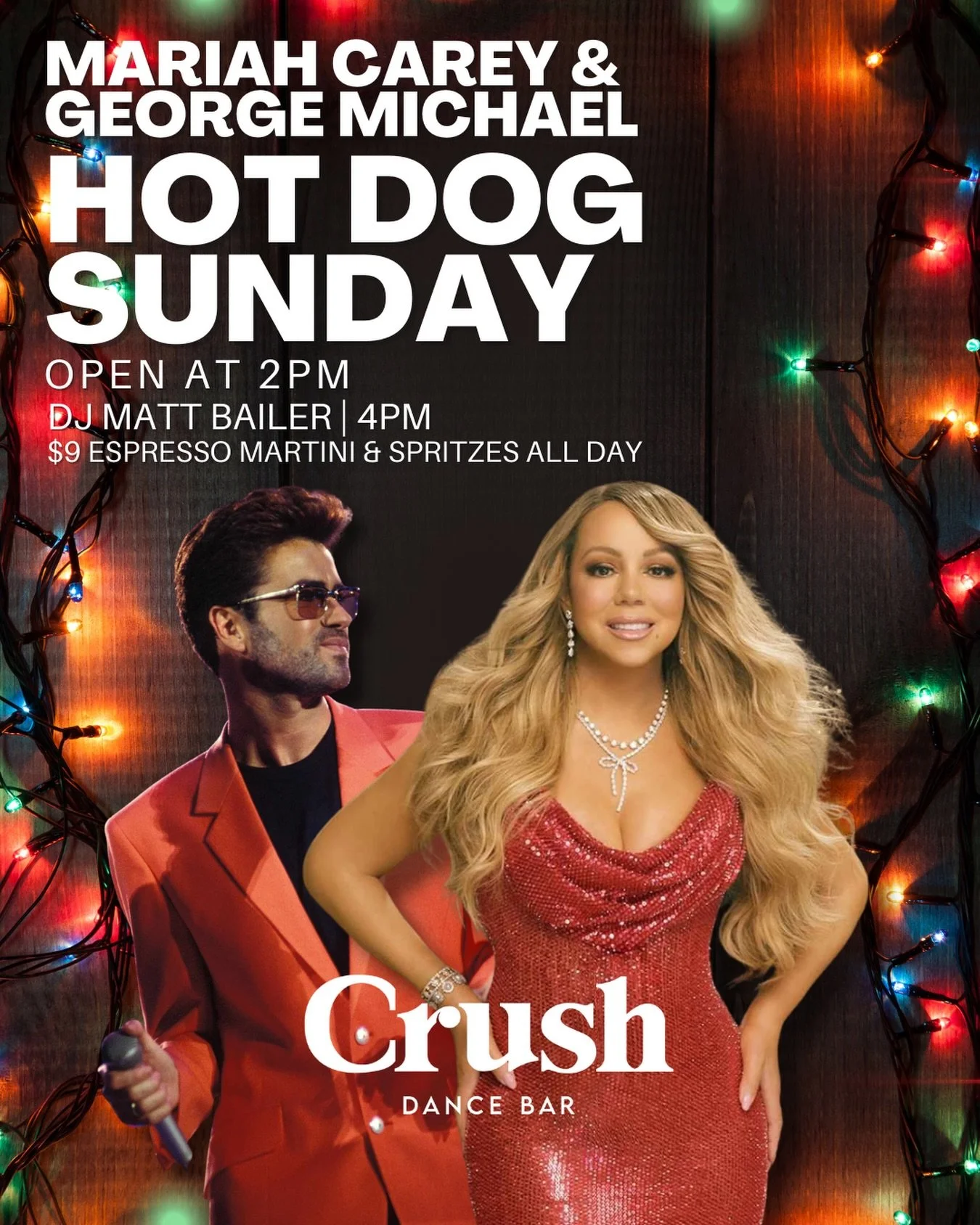 All I want for Sunday&hellip; is HOT DOGS &amp; DIVAS 🌭✨
Mariah. George. Espresso martinis.

Doors at 2PM &bull; DJ Matt Bailer at 4PM

$9 espresso martinis &amp; spritzes all day

📍2007 14th St NW