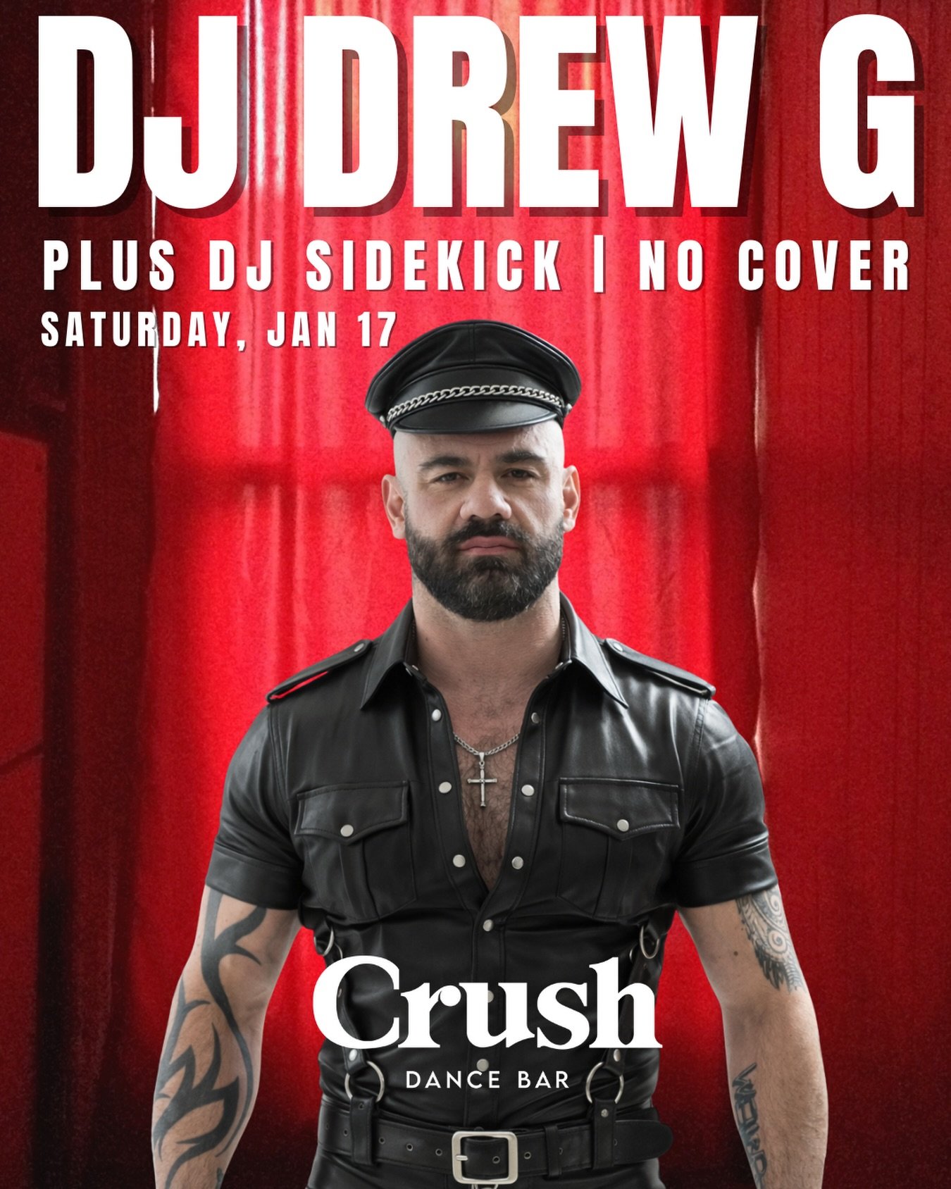 🖤 DJ DREW G
🎧 Plus DJ Sidekick
🔥 NO COVER
📍 Crush Dance Bar
📅 Saturday, Jan 17