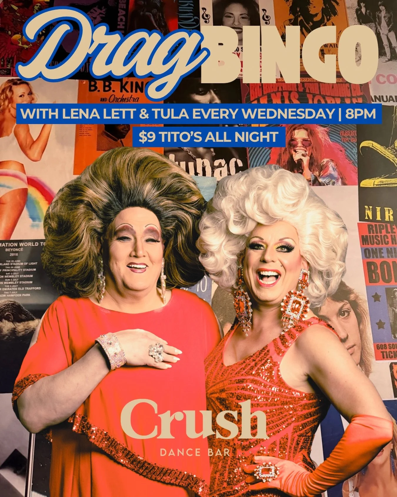 If you can&rsquo;t find love&hellip; find B-12. 💋

Drag Bingo
Wednesdays | 8PM
Hosted by Lena Lett &amp; Tula

$9 Tito&rsquo;s all night.