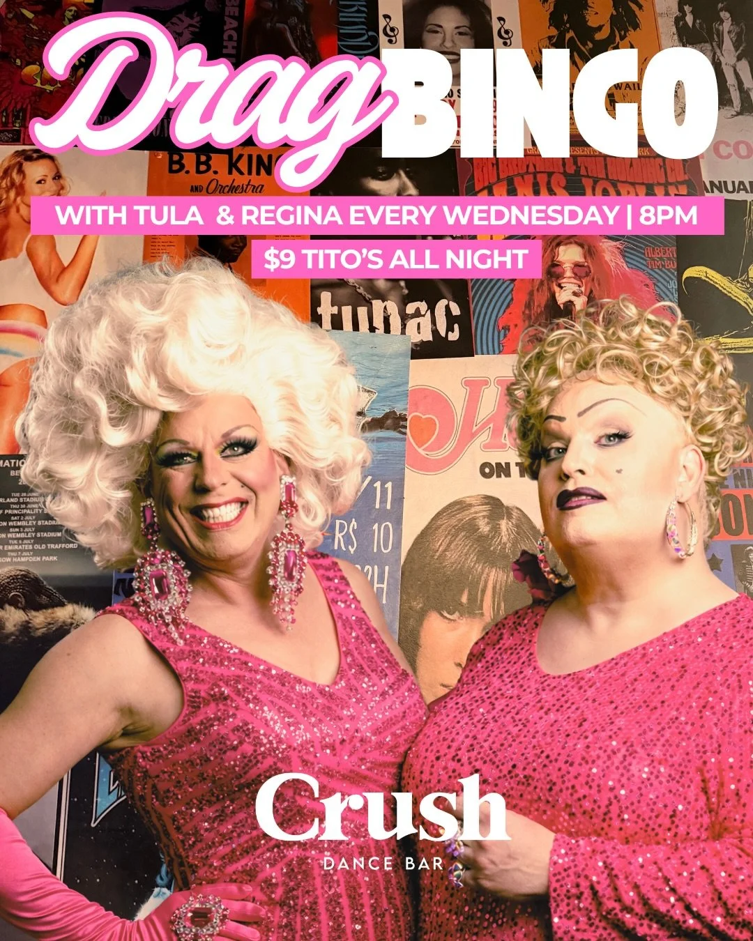 🌸 Cherry Blossom Season 🌸

Drag Bingo with Tula &amp; Regina
Wednesday | 8PM

🎟️ Win @cherryblossfest Pink Tie Party tickets ($400+ value!)
🍸 $9 Tito&rsquo;s all night

Come see the queens bloom. 🌸💄