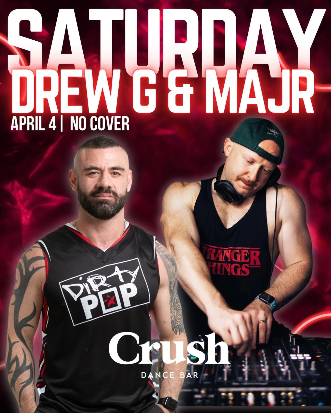 SATURDAY = NO CHILL 🔥

Drew G &amp; Majr 🎧

April 4 &mdash; NO COVER
Just pull up and let&rsquo;s go 😈

#CrushDC #SaturdayNight #DCNightlife #UStreet #NoCover PartyDC GayDC