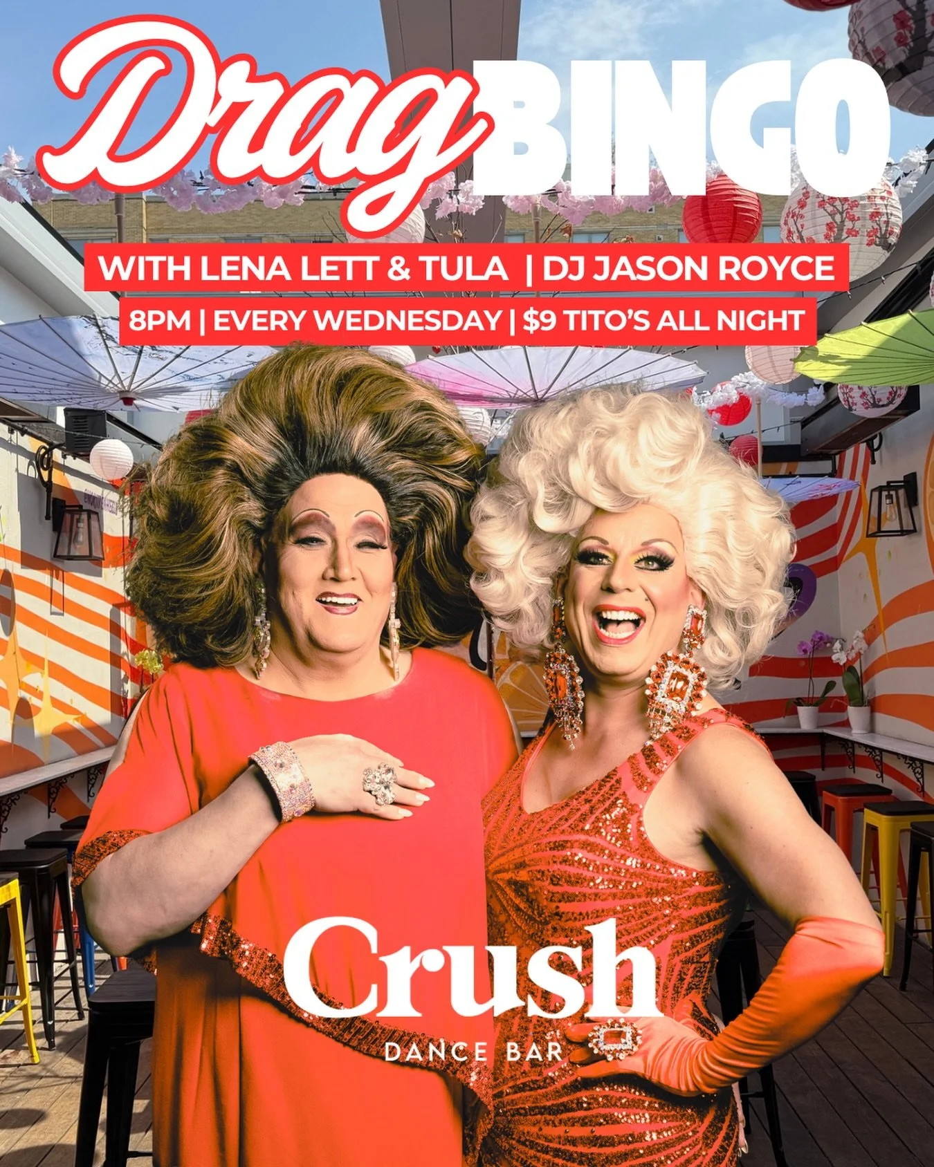 Drag Bingo is calling ☎️✨
Lena Lett &amp; Tula serving laughs, chaos, and prizes every Wednesday. 

🎤 8PM
🎧 DJ Jason Royce
🍸 $9 Tito&rsquo;s all night

#CrushDC #DragBingo #DCDrag #WashingtonDC #GayDC