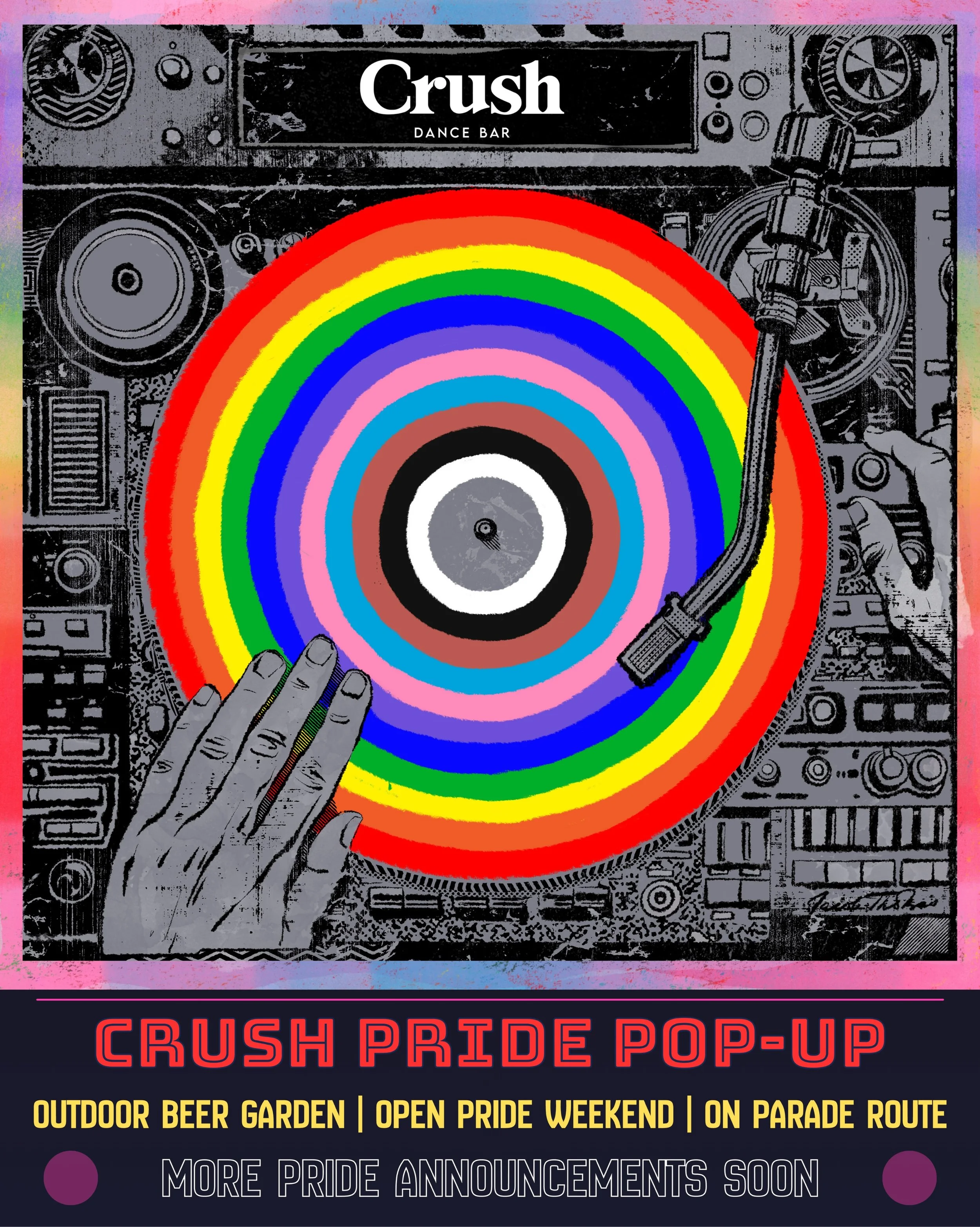 🌈 PRIDE WEEKEND JUST GOT BIGGER 🌈

We&rsquo;re taking the party outside. 14/Swann. 

Join us at the Crush Pride Pop-Up, our outdoor beer garden located right on the Pride parade route. Grab a cocktail, meet up with friends, catch the energy of Prid