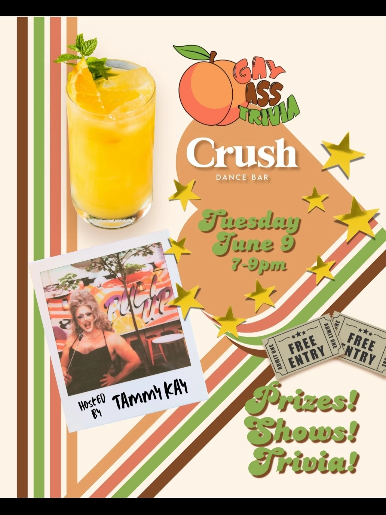 🍑 GAY ASS TRIVIA IS BACK TONIGHT 🍑

Join us  from 7&ndash;9PM at for a night of unapologetically gay knowledge hosted by the one and only Tammy KAY!

✨ Free Entry
🏆 Trivia &amp; Prizes
🍹 Great Drinks

#CrushDC #GayAssTrivia #DCGayBars #DCEvents #