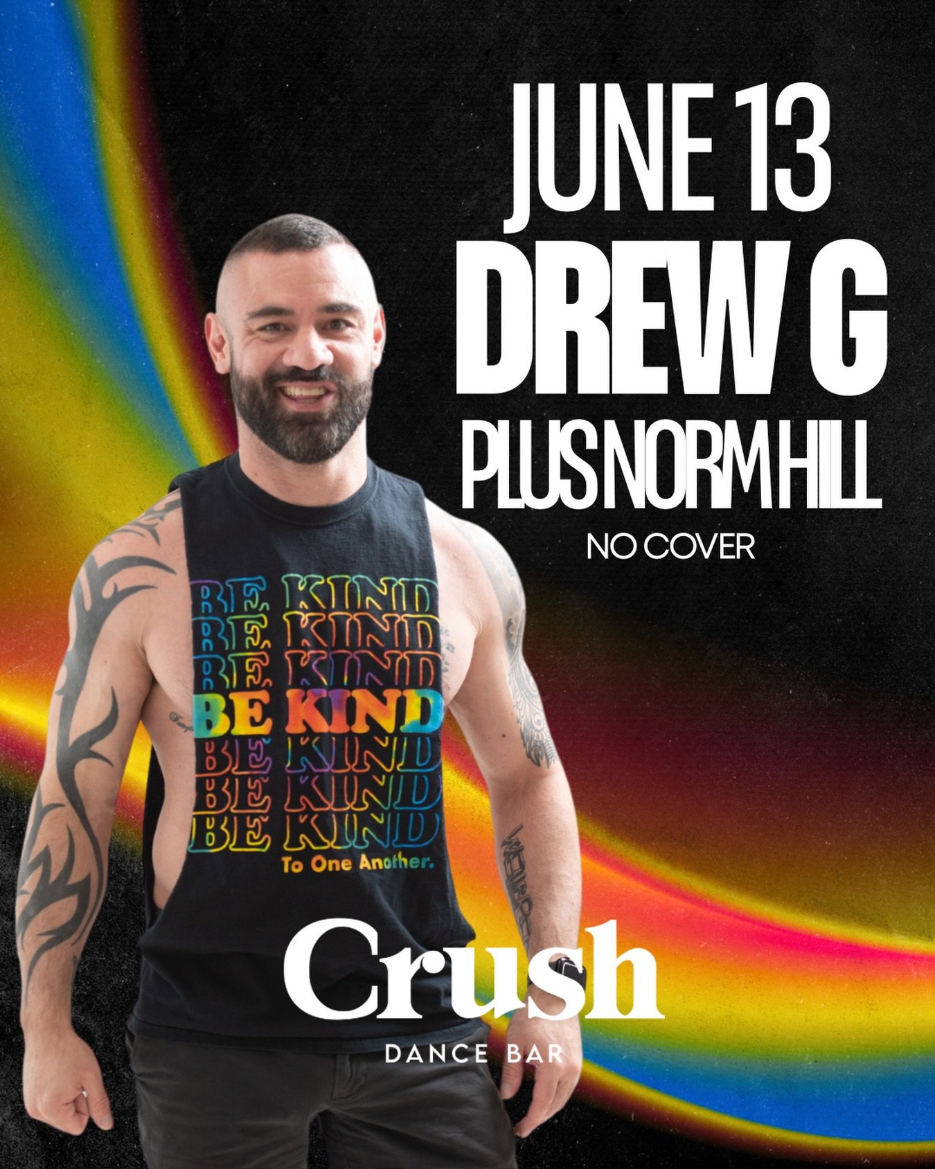 🌈 BE KIND SATURDAY 🌈

✨ No Cover
🎧 Drew G
🎧 Norm Hill
📅 Saturday, June 13

#crushbardc #drewg #dcpride #dcnightlife