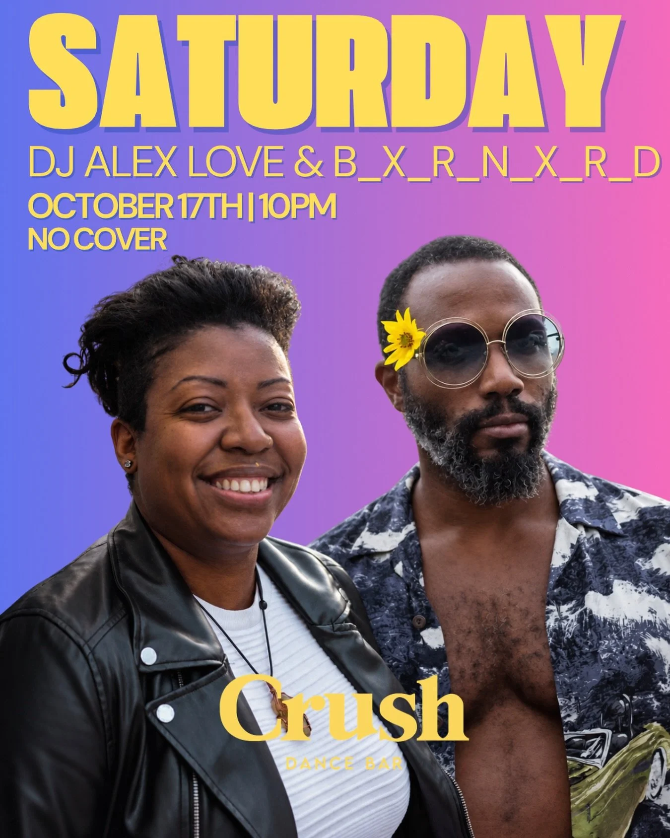 🪩 SATURDAY NIGHTS! 💛

🎧 DJ Alex Love &amp; B_X_R_N_X_R_D 
📅 Saturday, October 17
⏰ 10 PM
🎟️ NO COVER!

#CrushDC #SaturdayAtCrush #DCNightlife #DCDJs #LGBTQDC