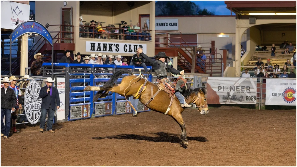 Bucking bronc at the Pioneer Rodeo