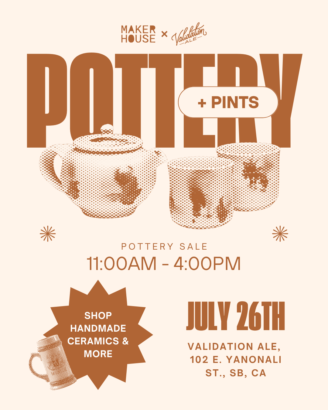 SALE: Pottery + Pints at Validation Ale!