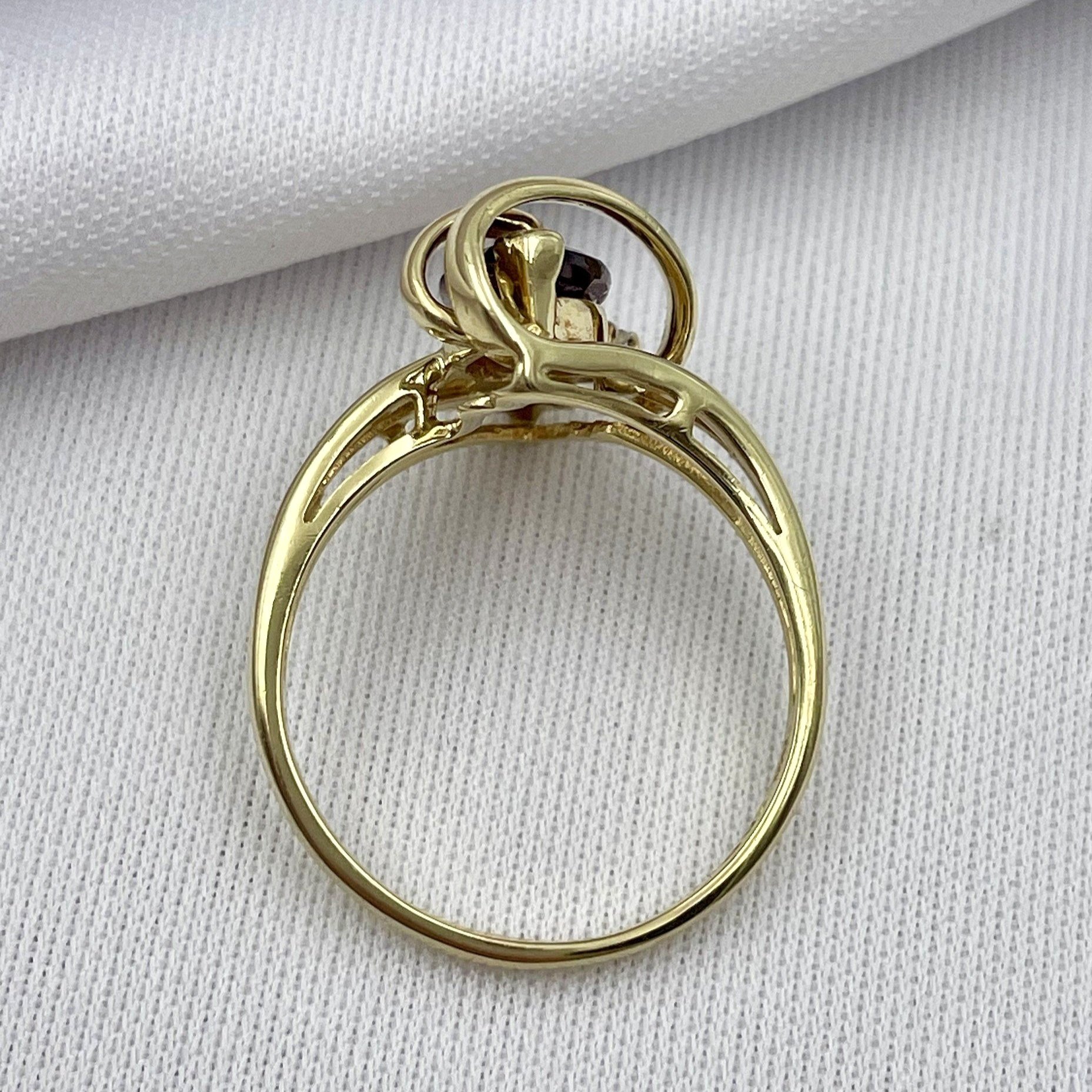 top down gallery view 10k Yellow Gold Marquise Garnet With Diamond Accents Ladies Ring