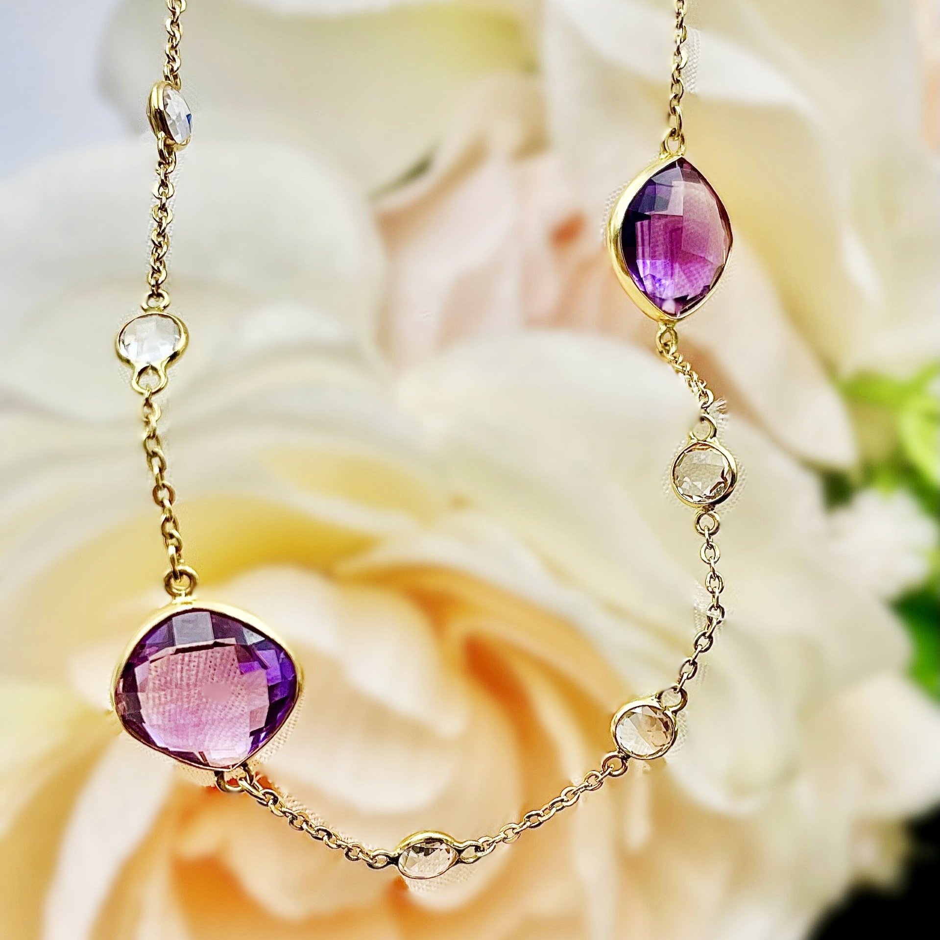 18" Amethyst By The Inch Pendant Chain 14k Yellow Gold