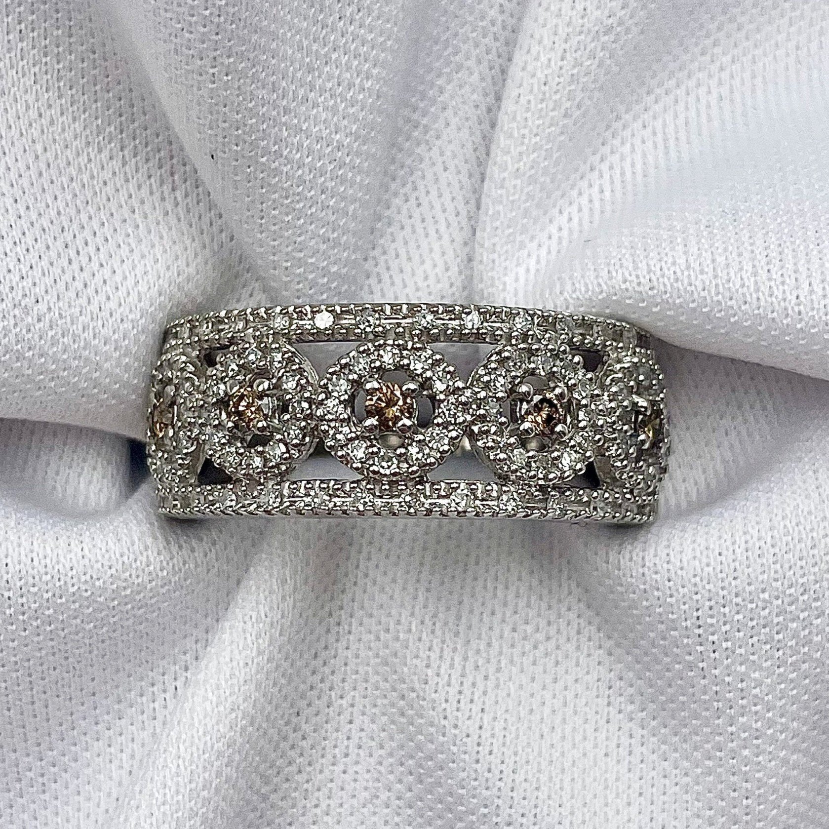 top down white background 10k White Gold 1/2ctw A+ Fancy Diamond Halo Fashion Band