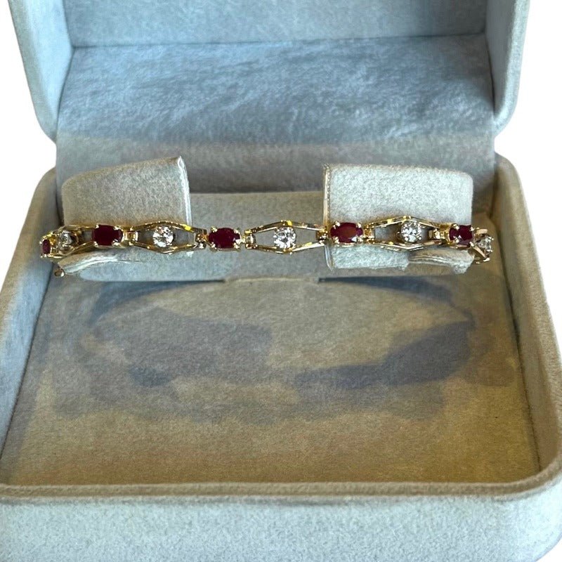 14K Gold Ruby & Diamond Bracelet in box