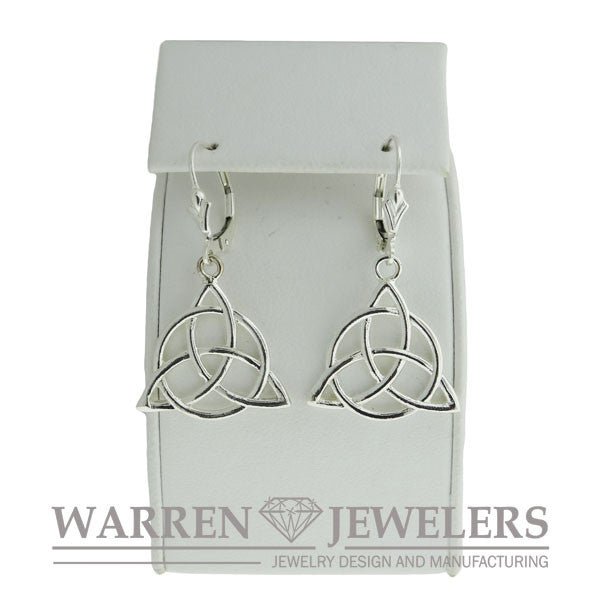 Celtic Trinity with Circle Dangle Earrings in Sterling Silver hanging front view