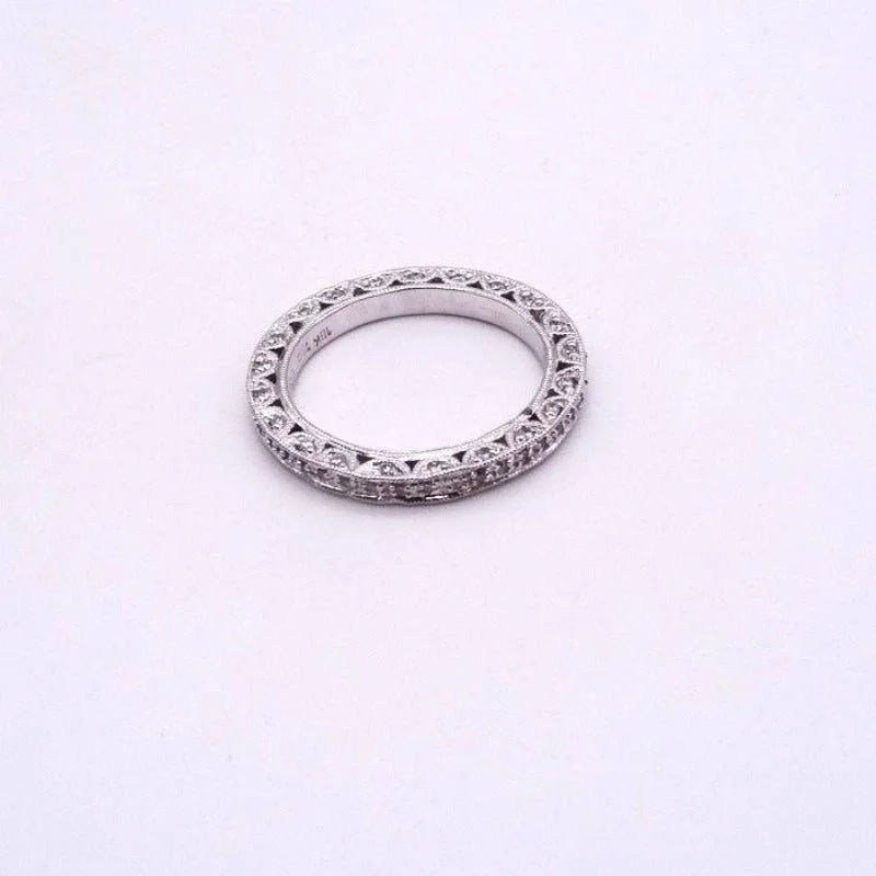 Diamond Eternity Fancy Scalloped Engagement Wedding Ring Band 18K WG 1/2ctw - Warren Jewelers