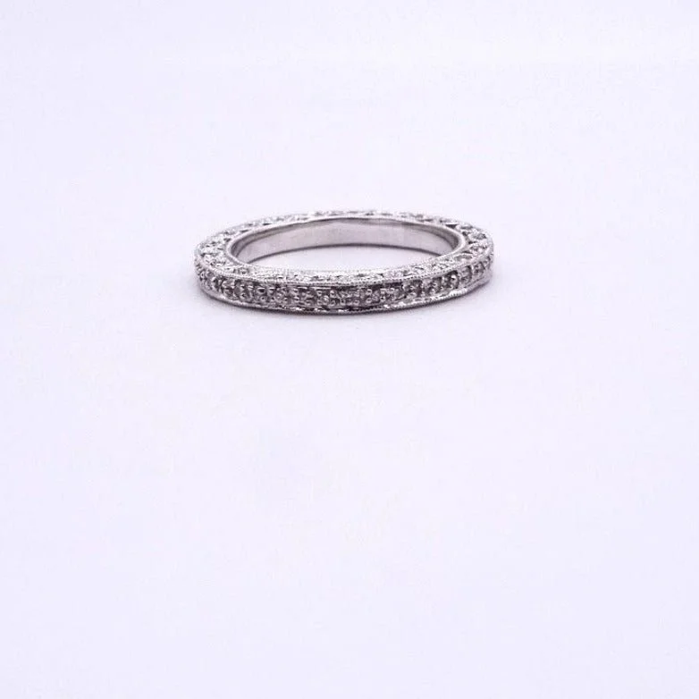 Diamond Eternity Fancy Scalloped Engagement Wedding Ring Band 18K WG 1/2ctw - Warren Jewelers