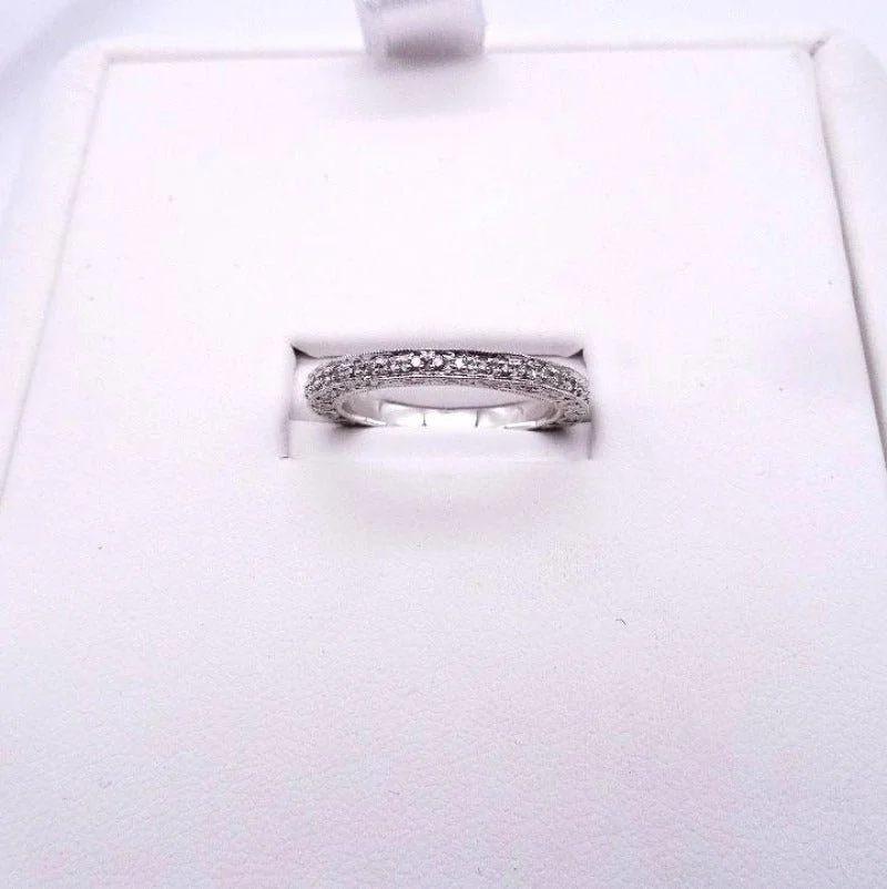 Diamond Eternity Fancy Scalloped Engagement Wedding Ring Band 18K WG 1/2ctw - Warren Jewelers