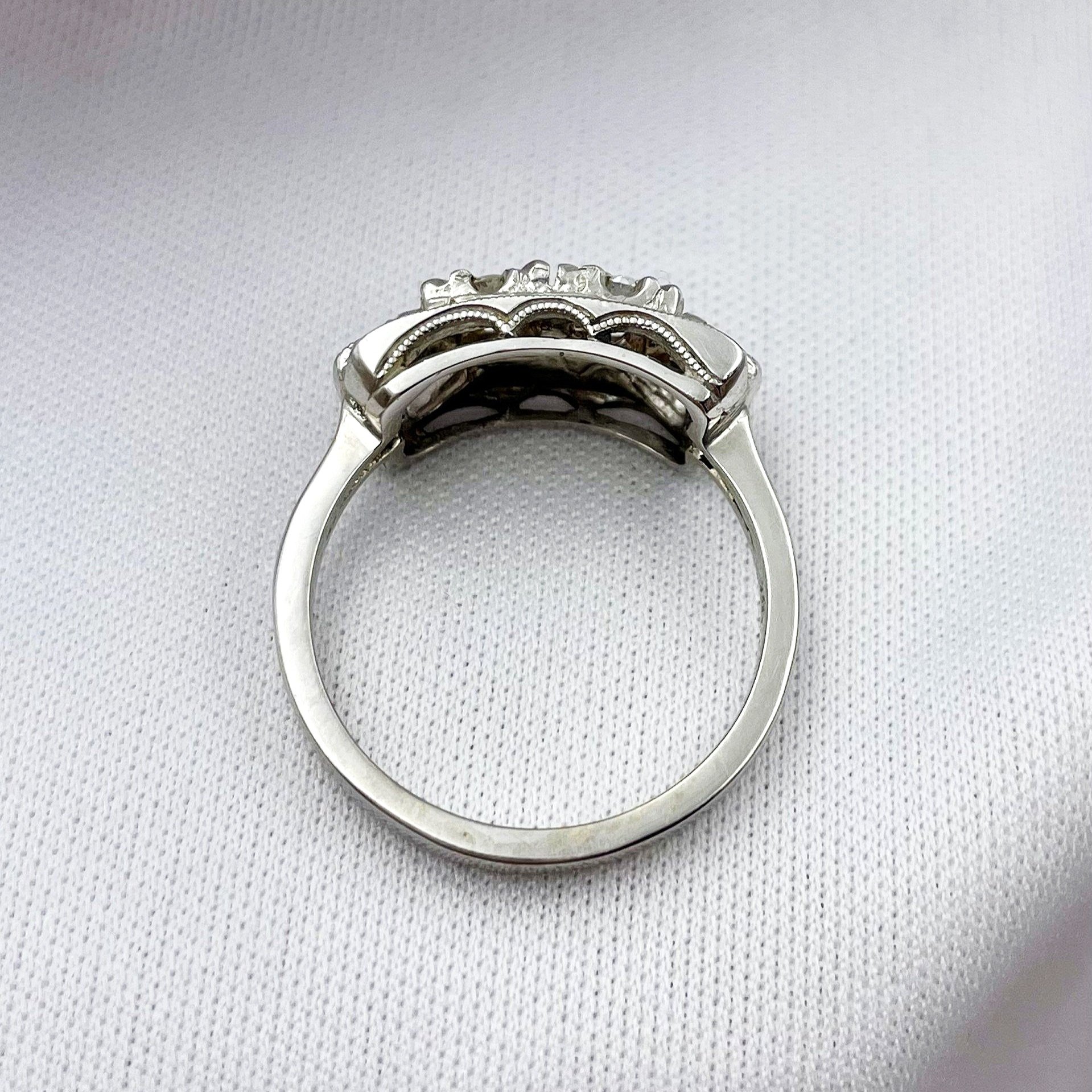 top down gallery view Vintage 1/2ctw Old European Cut Estate Diamond Two Stone Ring