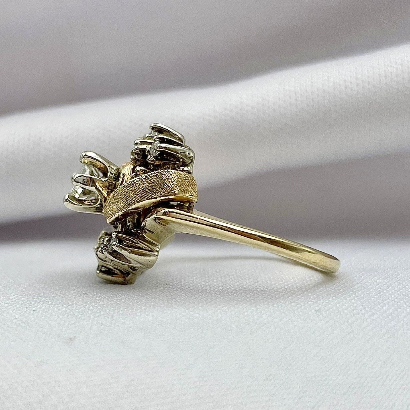 side view white background .40ctw Old European Cut Estate Diamond Ring 14k Yellow Gold