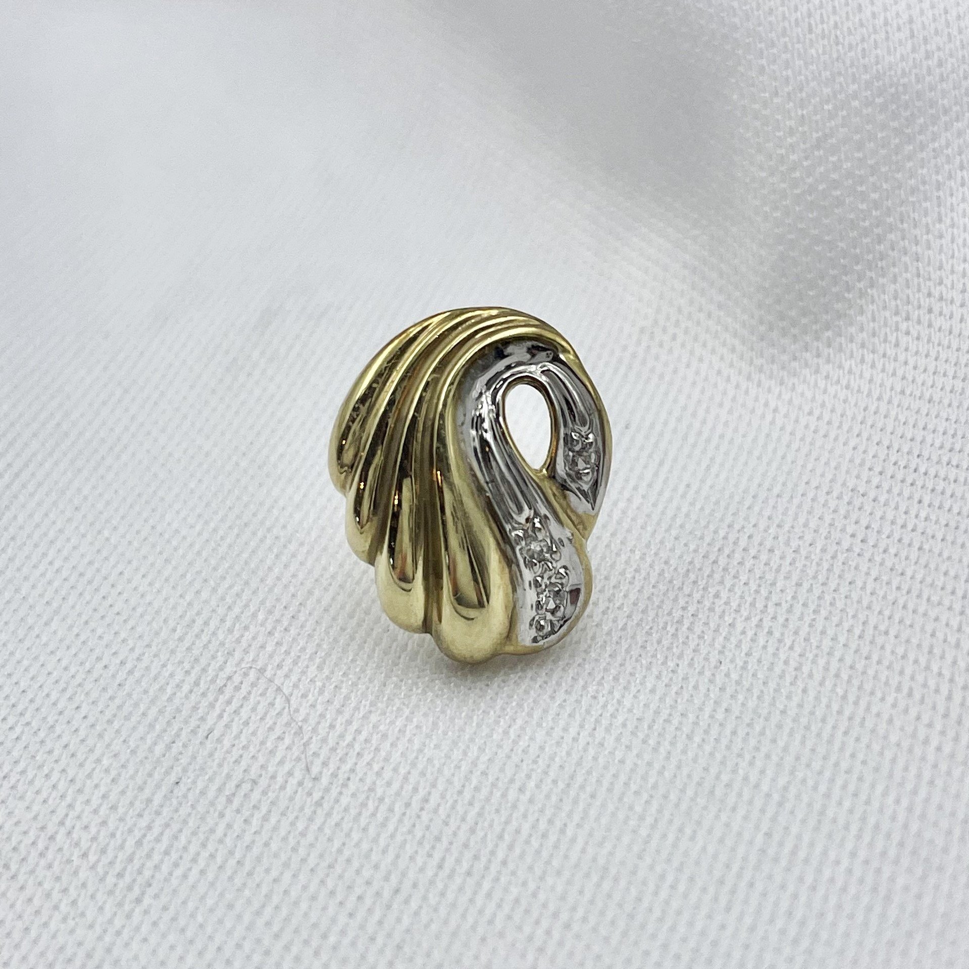close up white background Fancy Swirl Diamond Earrings 14k Yellow Gold
