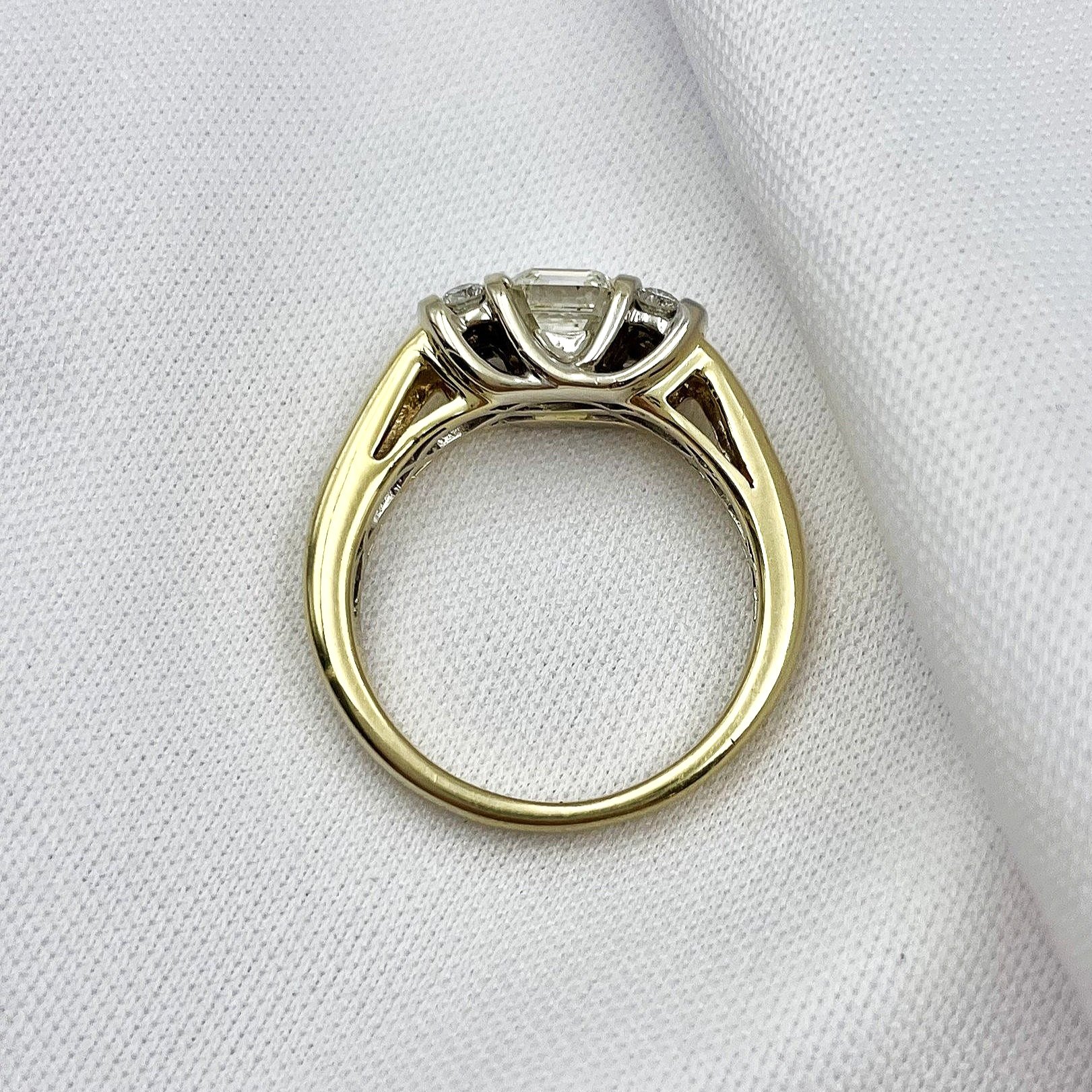 top down gallery view .91ct SI-2 Asscher Cut Diamond Engagement Ring 14k Two Tone Yellow And White Gold