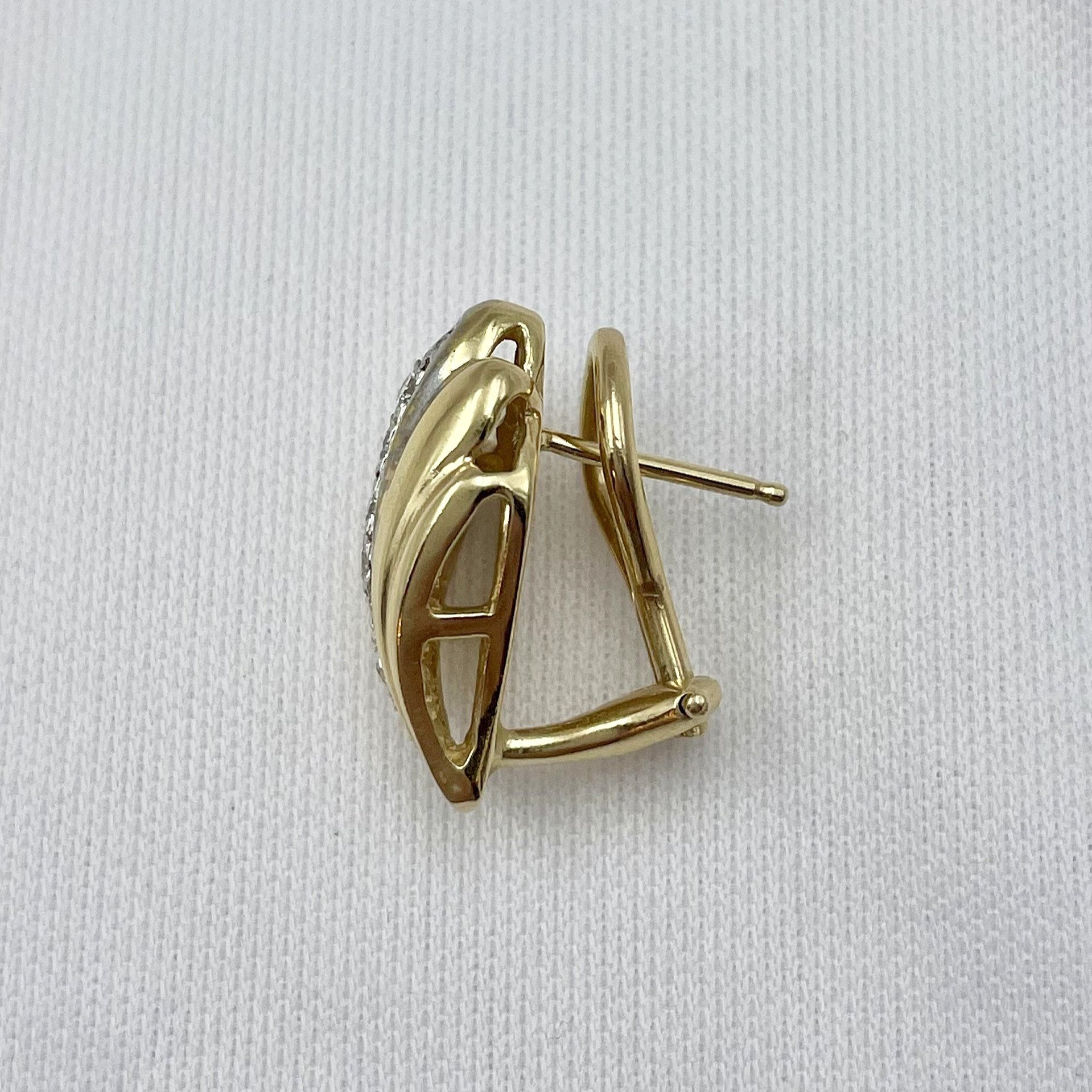 1/5ctw Diamond Unique Earrings 14k Yellow Gold side view