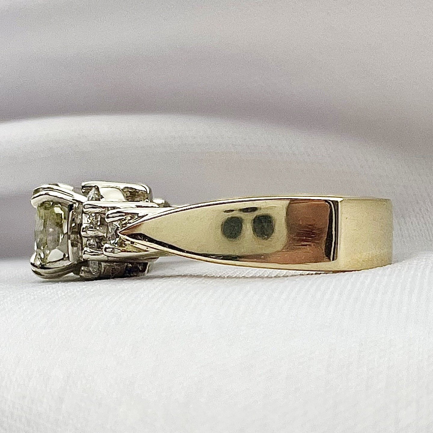 side view white background 1.71ct SI-1 Round Center Diamond With .78ctw Diamond Accents Engagement Ring 14k Yellow Gold