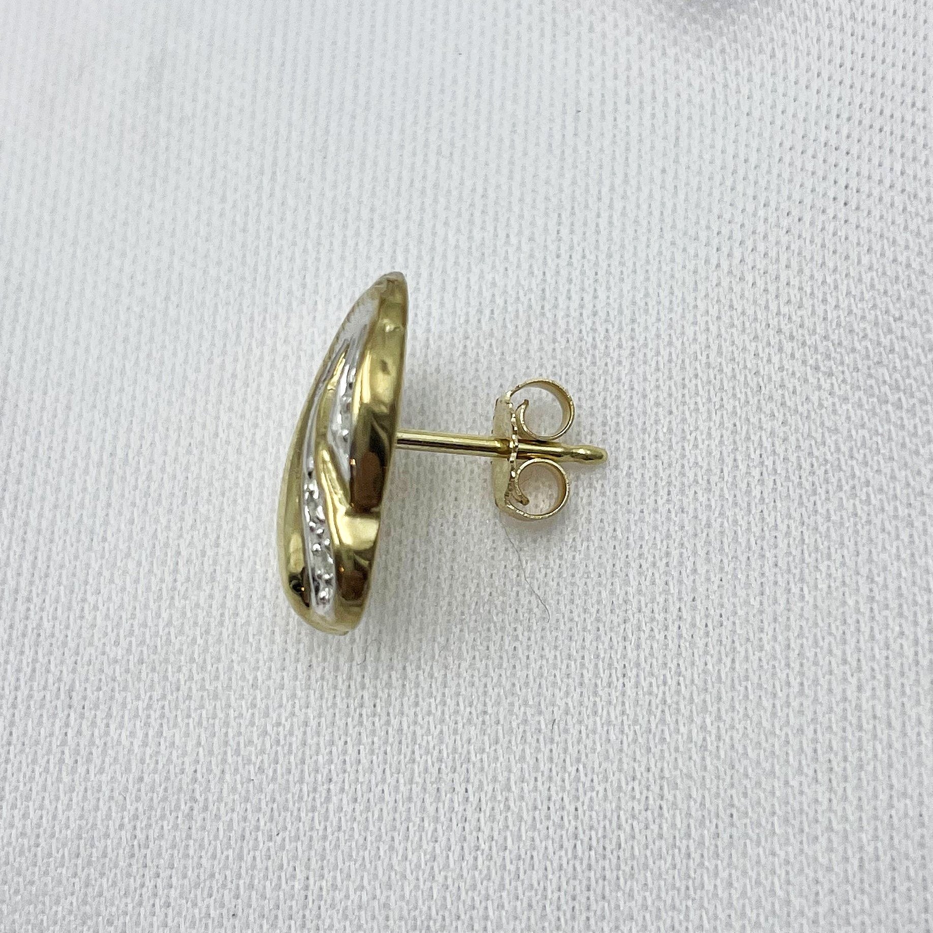 side view white background Fancy Swirl Diamond Earrings 14k Yellow Gold