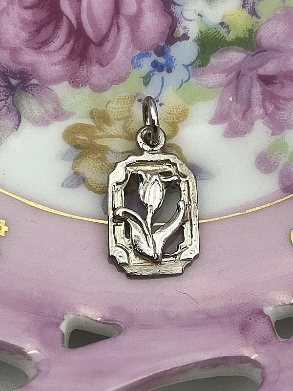 Masterpiece Tulip Floral 925 Silver Pendant Charm