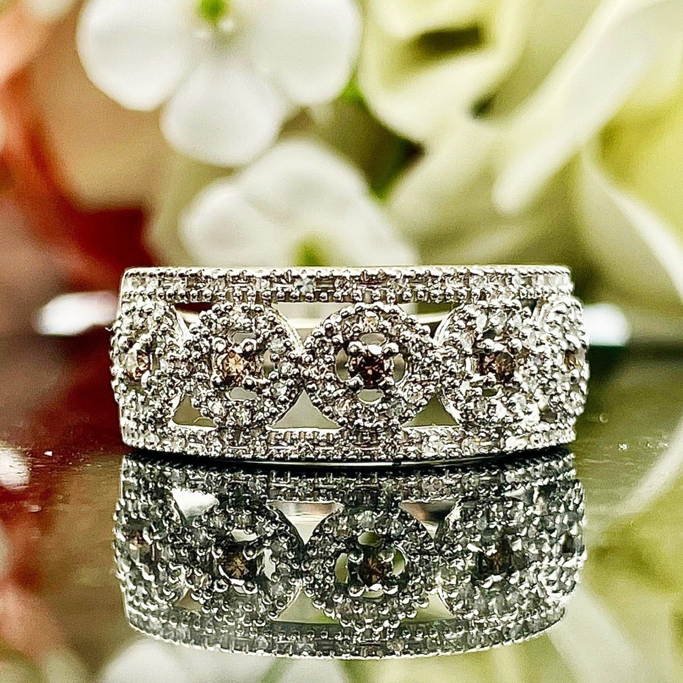 10k White Gold 1/2ctw A+ Fancy Diamond Halo Fashion Band