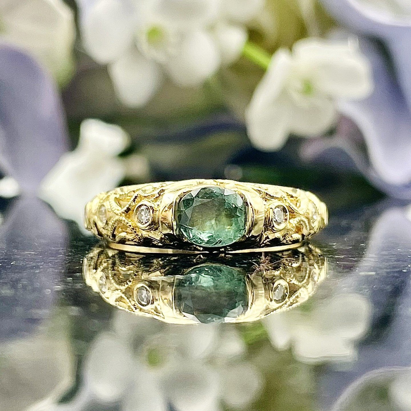.66ct Oval Alexandrite With Diamond Accents Vintage Inspired Ring 14k Yellow Gold
