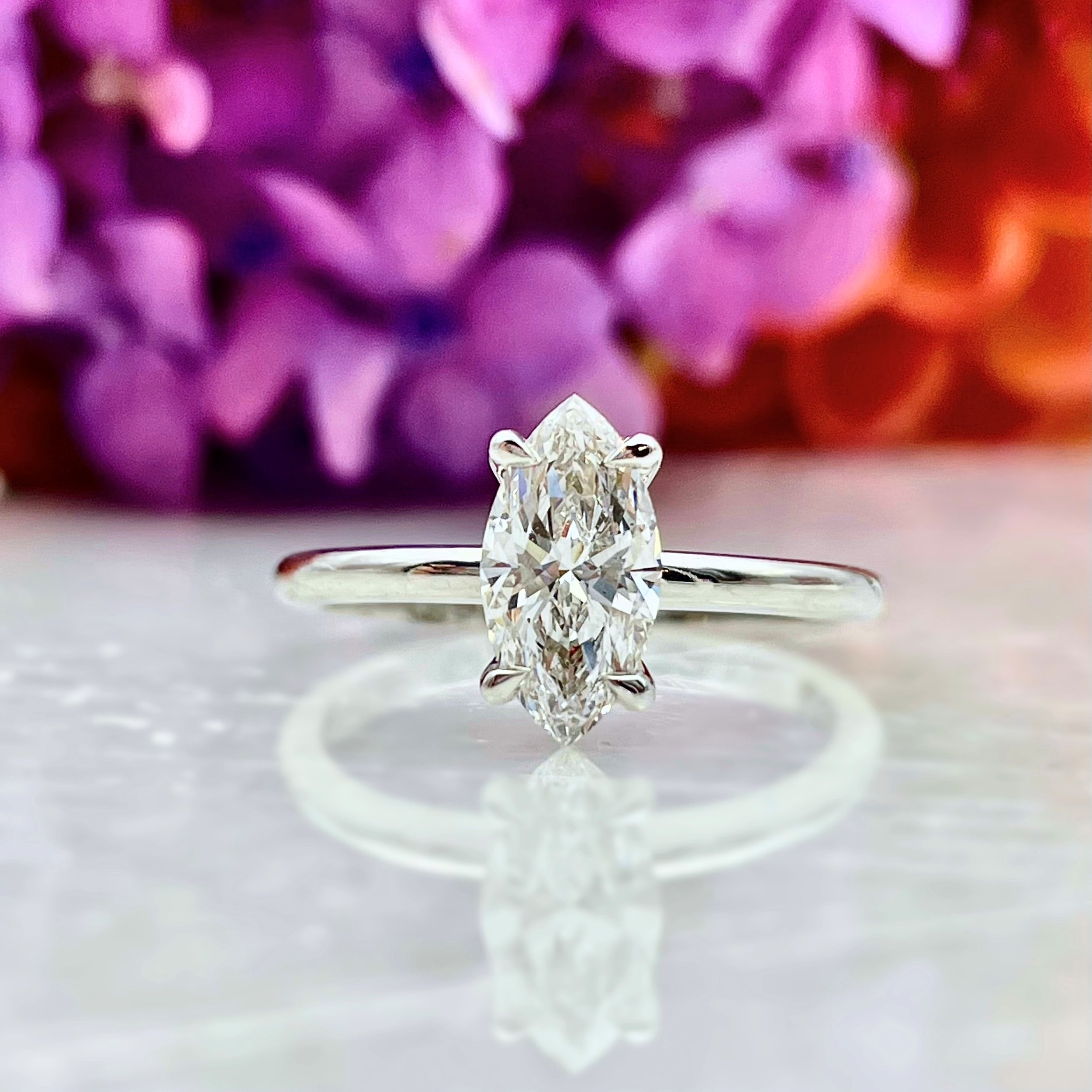 LAB GROWN - 1.04ct Marquise Lab Grown Diamond Solitaire 14k White Gold Engagement Ring