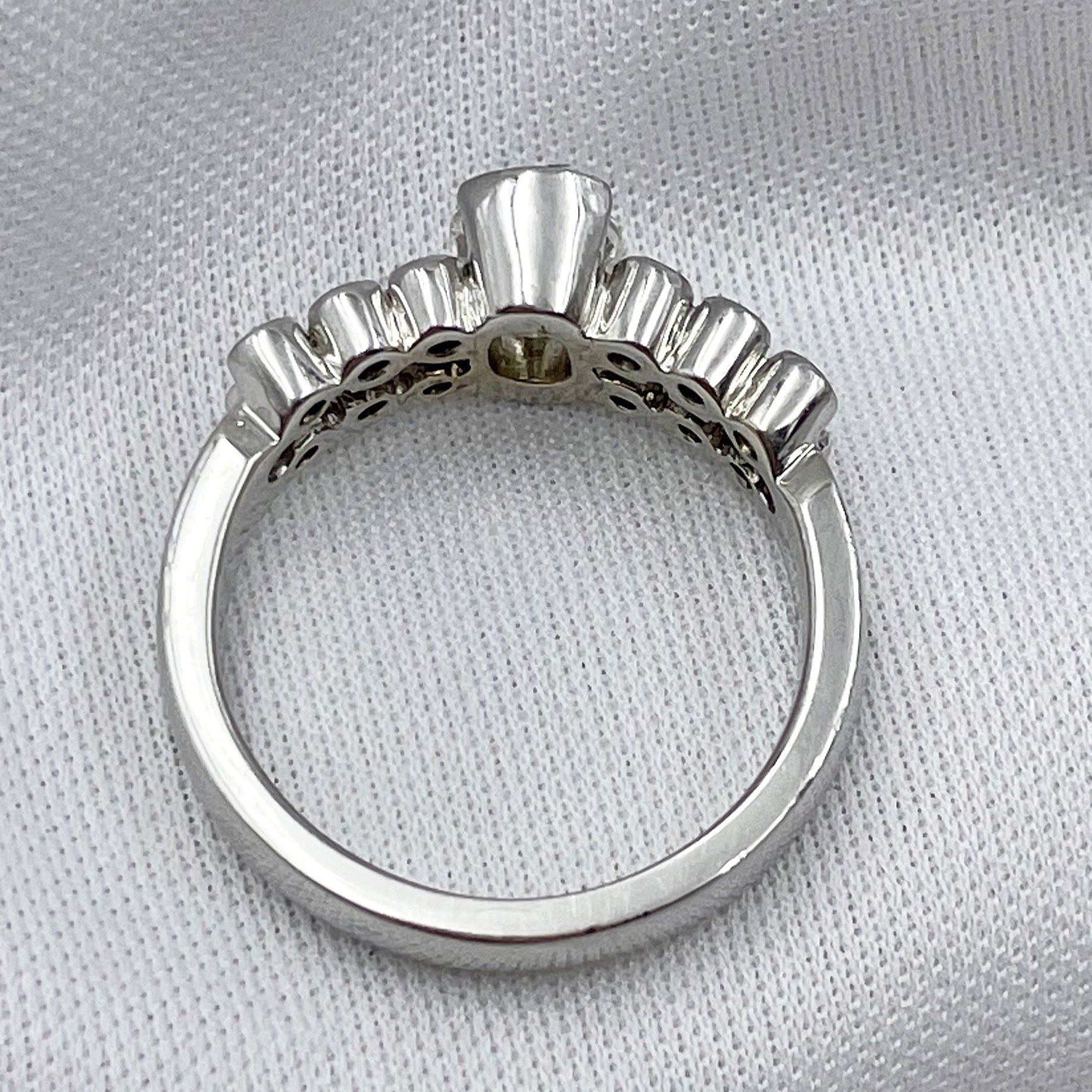 top down gallery view 1.27ctw Diamond Sleek Modern Oval Engagement Statement Ring 14k White Gold