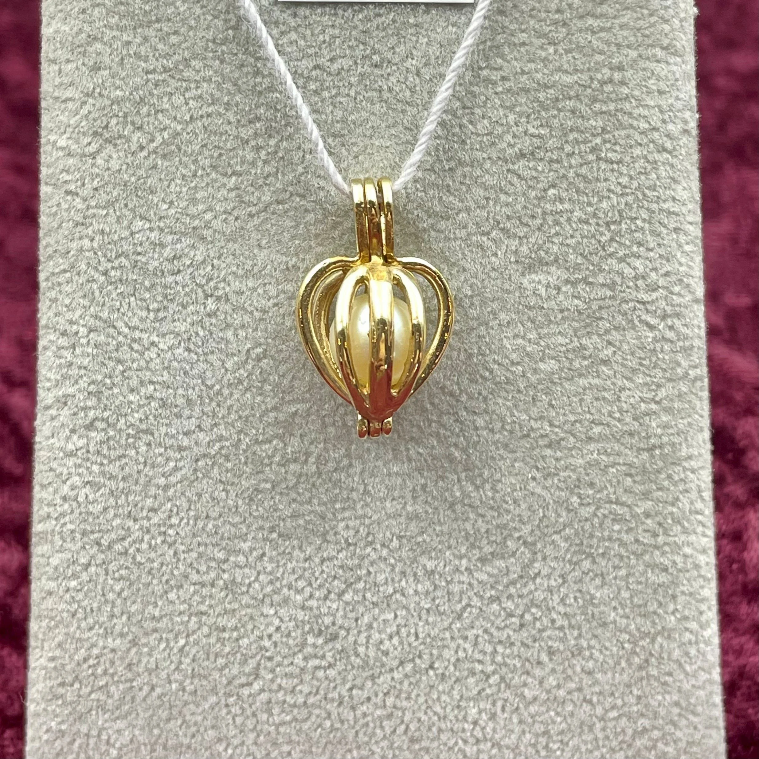 14k Yellow Gold Pearl Cage Pendant