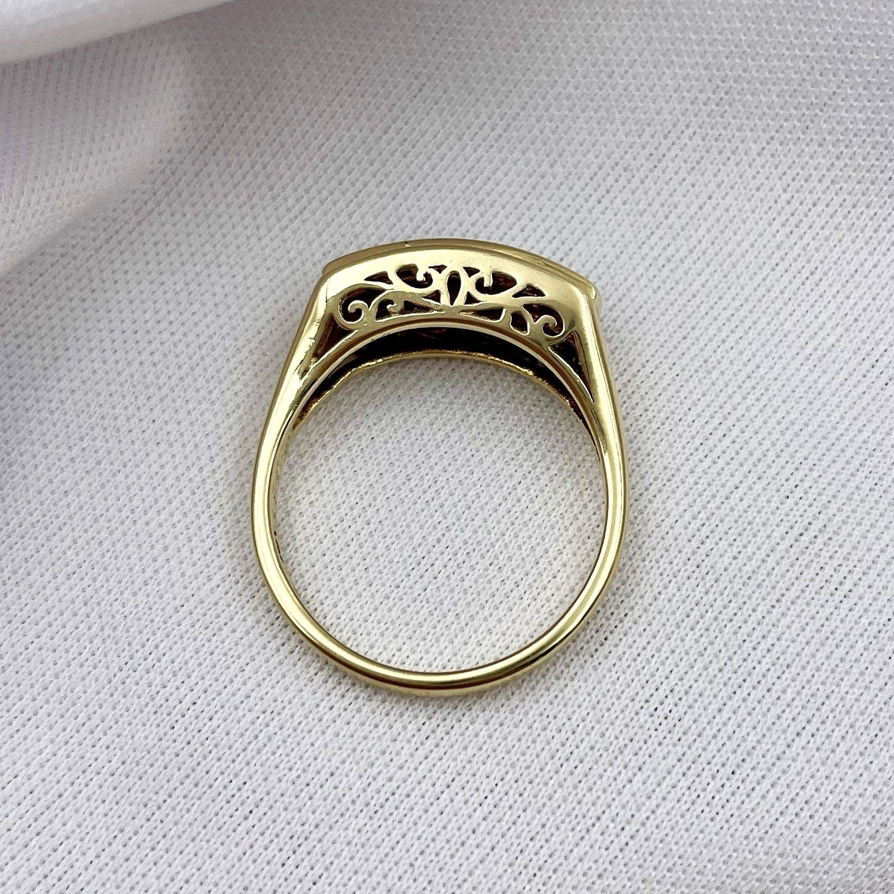 top down gallery view 14k Yellow Gold Channel Set Sapphire And Diamond Ladies Ring