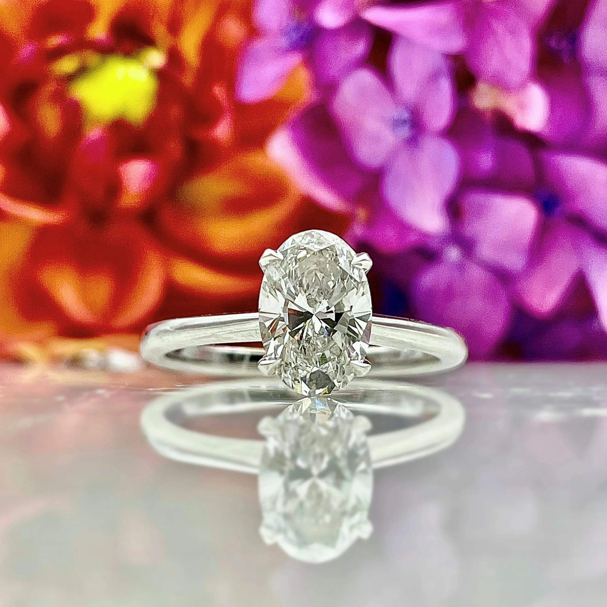 LAB GROWN - 1.50ct Oval Lab Grown Diamond Solitaire 14k White Gold Engagement Ring
