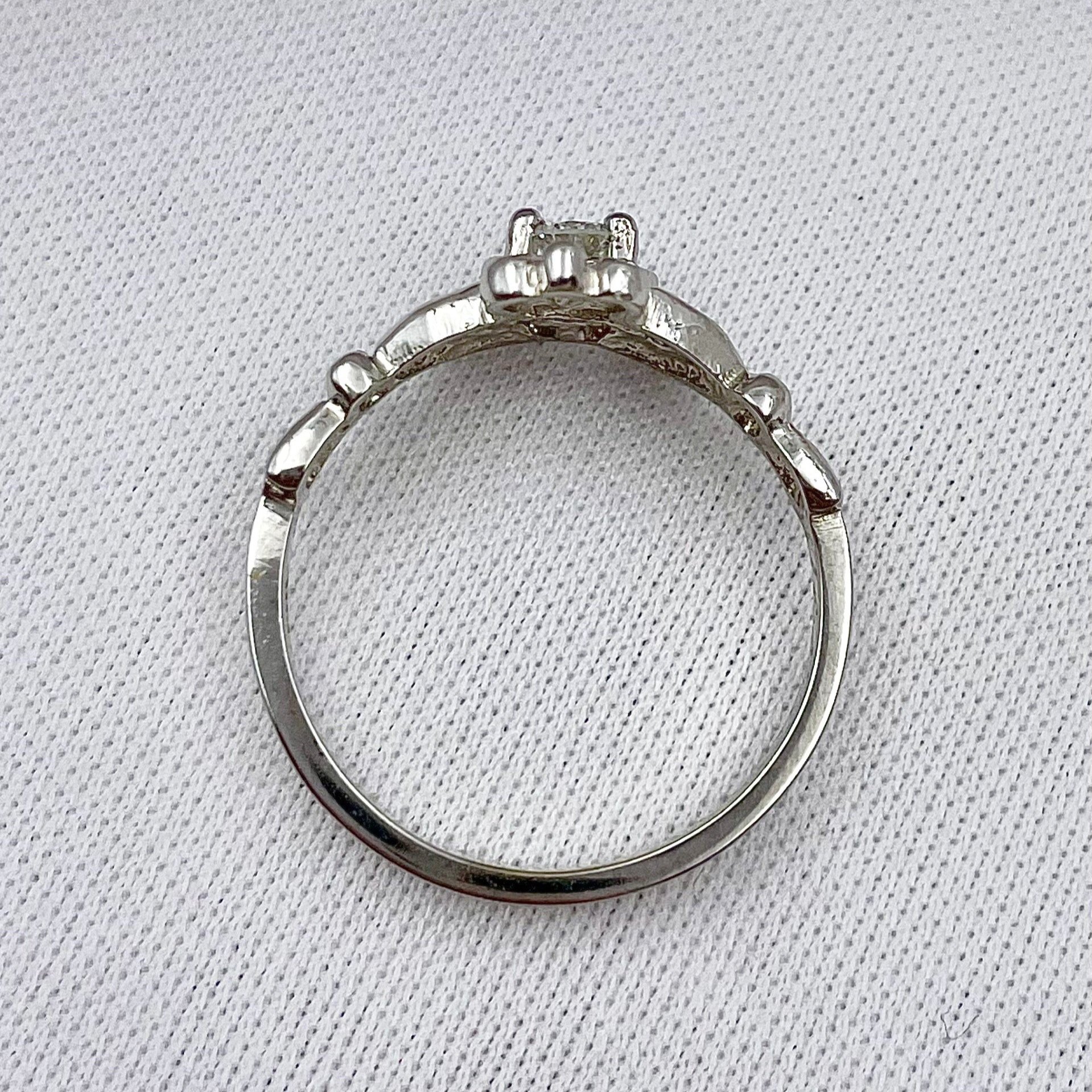 top down gallery view white background 14k Yellow Or White Gold .11ct A Quality Diamond Claddagh Ring
