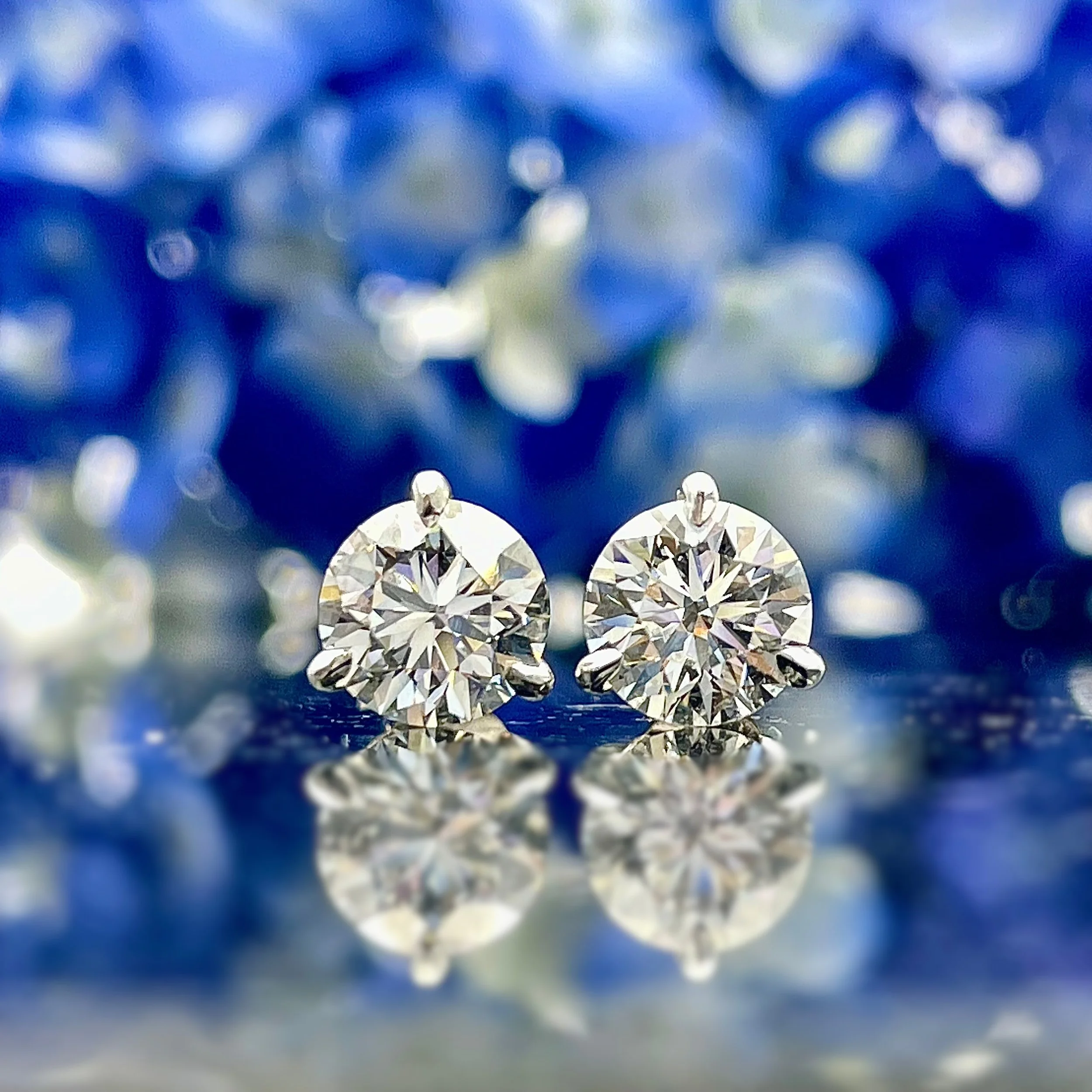 LAB GROWN - 2.06ctw Round Lab Grown Diamond Martini Stud Earrings 14k White Gold