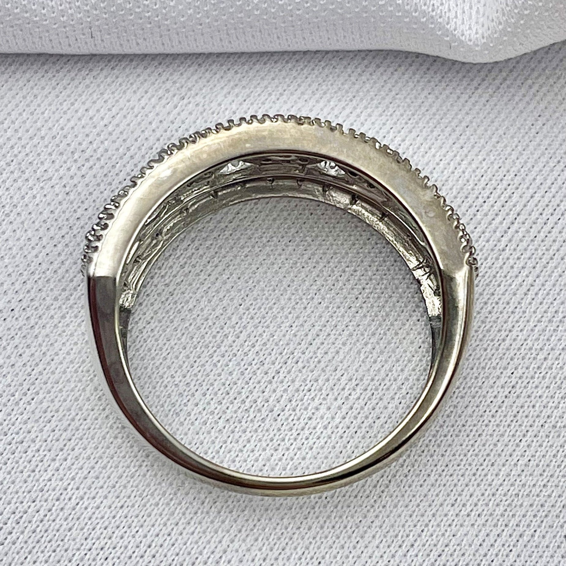 top down gallery view 10k White Gold 1/2ctw A+ Fancy Diamond Halo Fashion Band