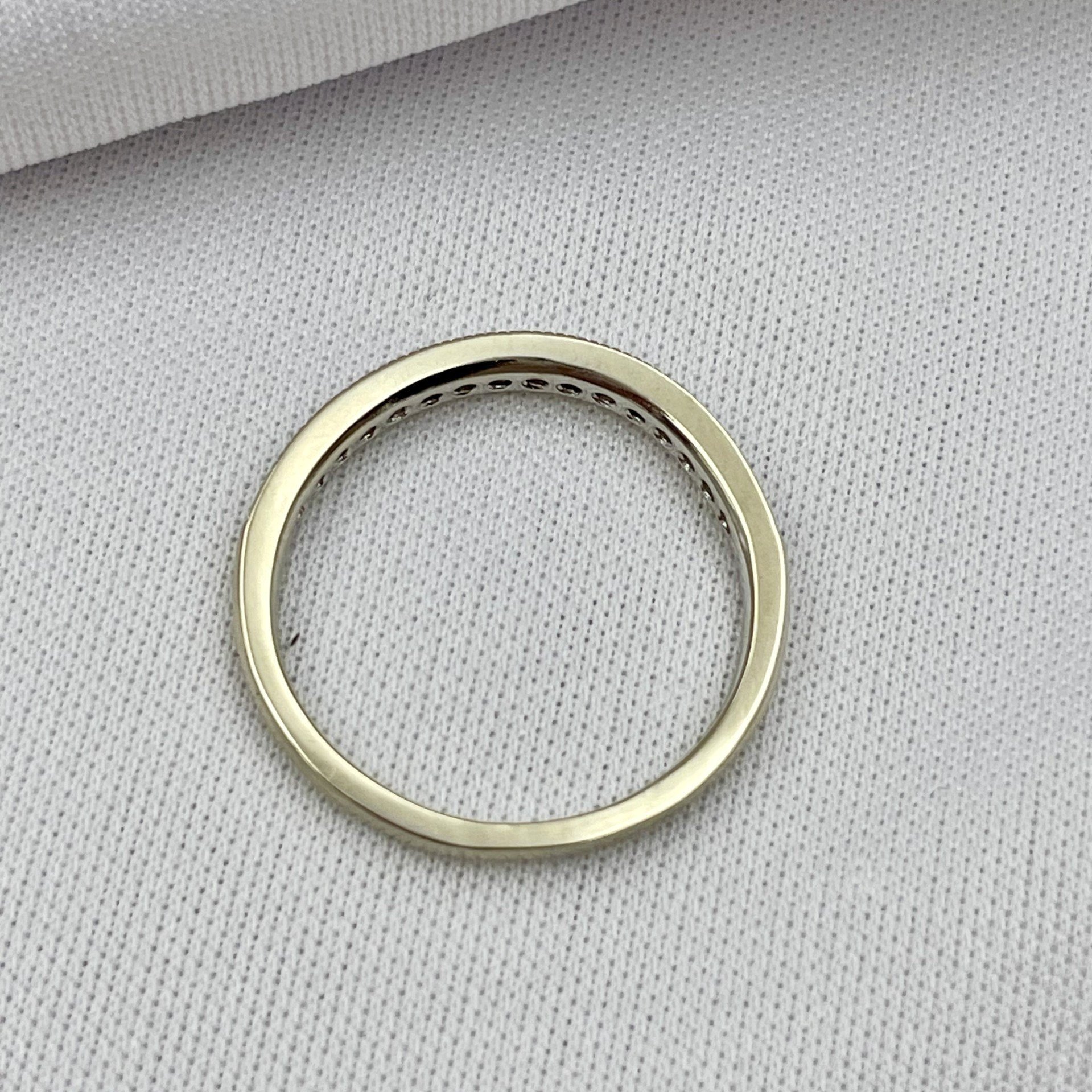 top down gallery view .15ctw A+ Diamond Band Faux Channel With Milgrain 14k White Gold