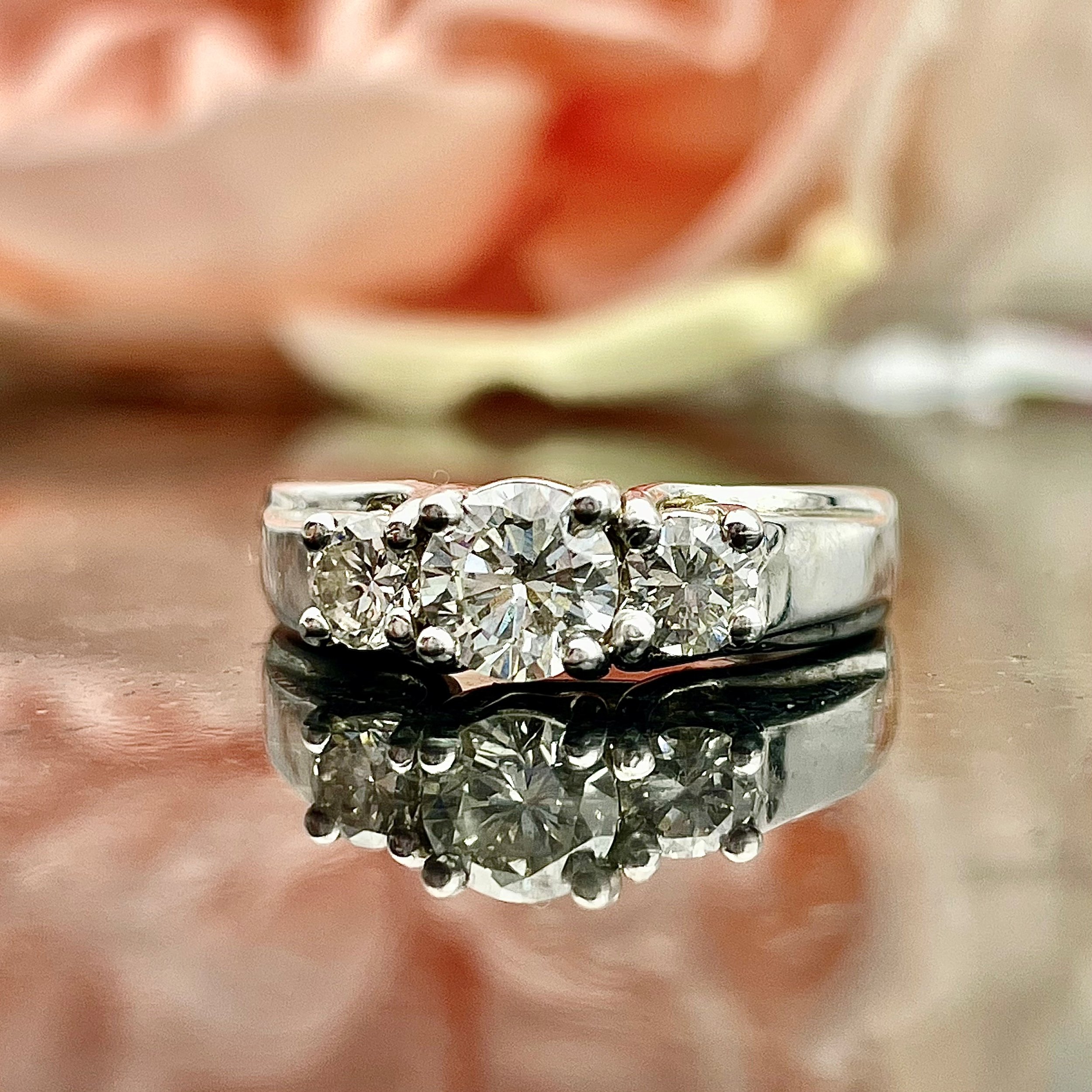 1.10ctw Round Diamond Three Stone Ladies Engagement Anniversary Ring