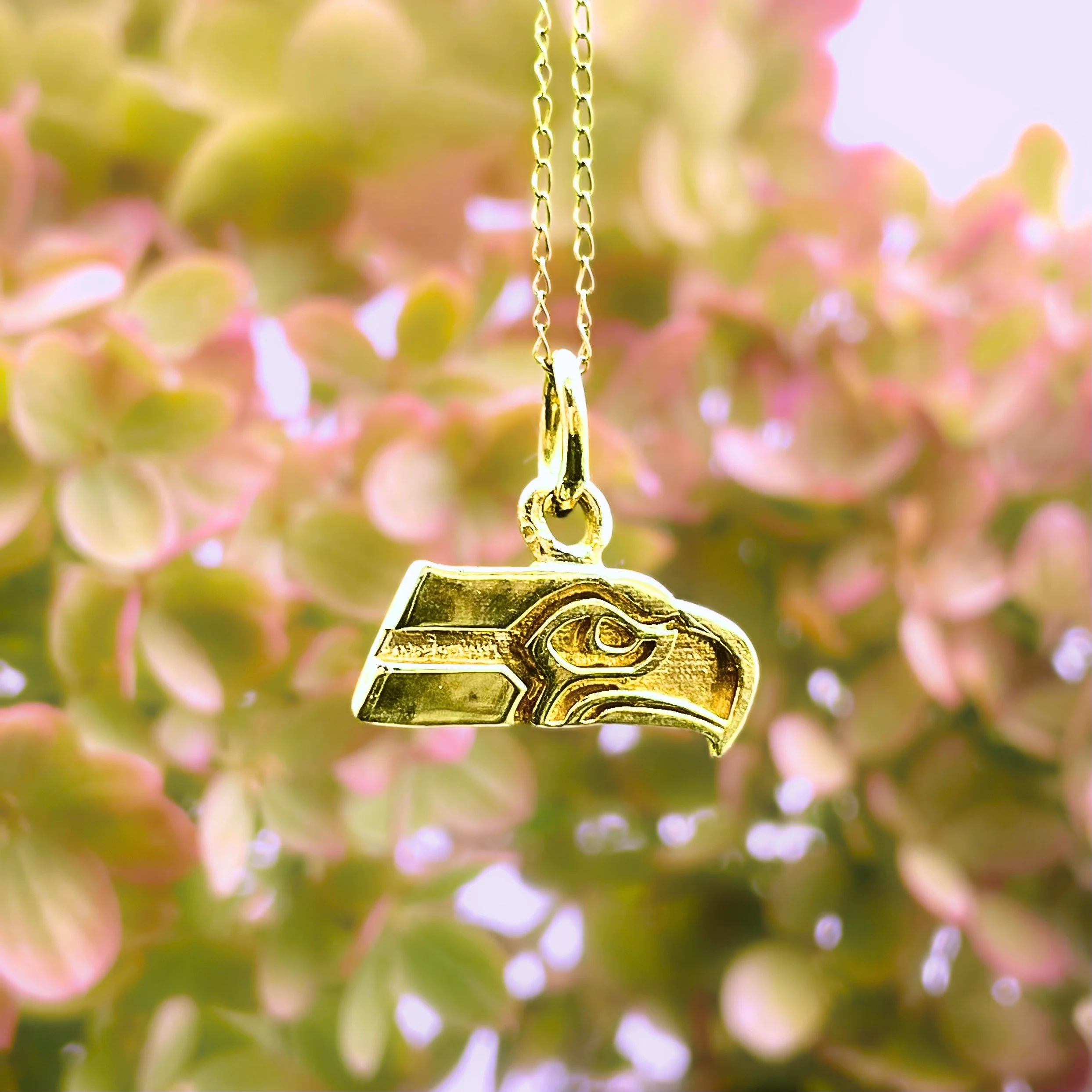 14k Yellow Gold Seattle Seahawk Pendant Charm