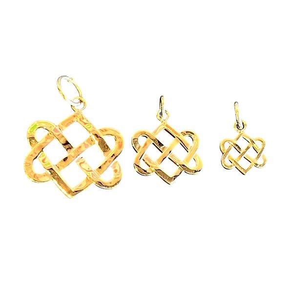 Celtic NeverEnding Hearts Charm Pendant 14K Gold Sizes
