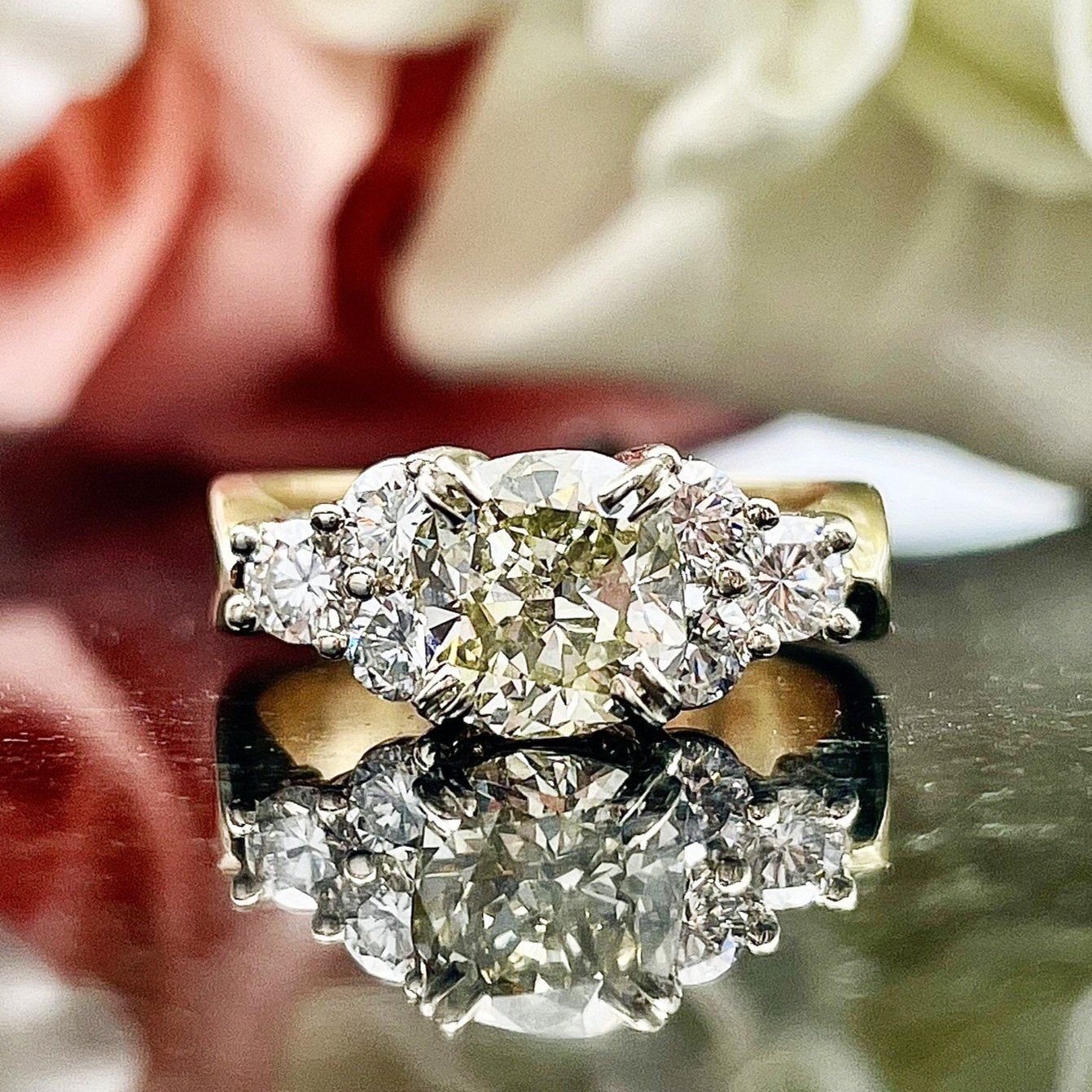 1.71ct SI-1 Round Center Diamond With .78ctw Diamond Accents Engagement Ring 14k Yellow Gold