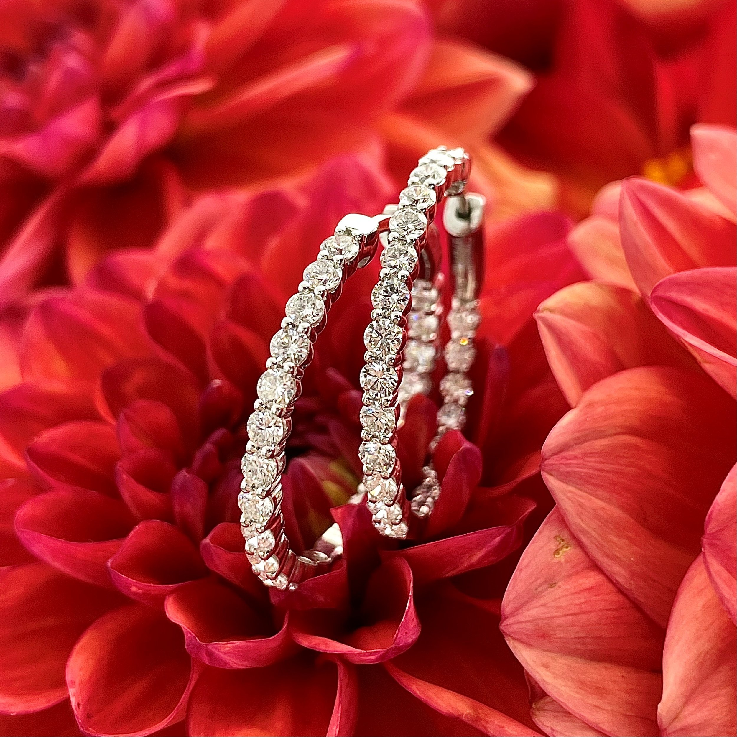 LAB GROWN - 1.94ctw Lab Grown Diamond In-Out Hoops 14k White Gold