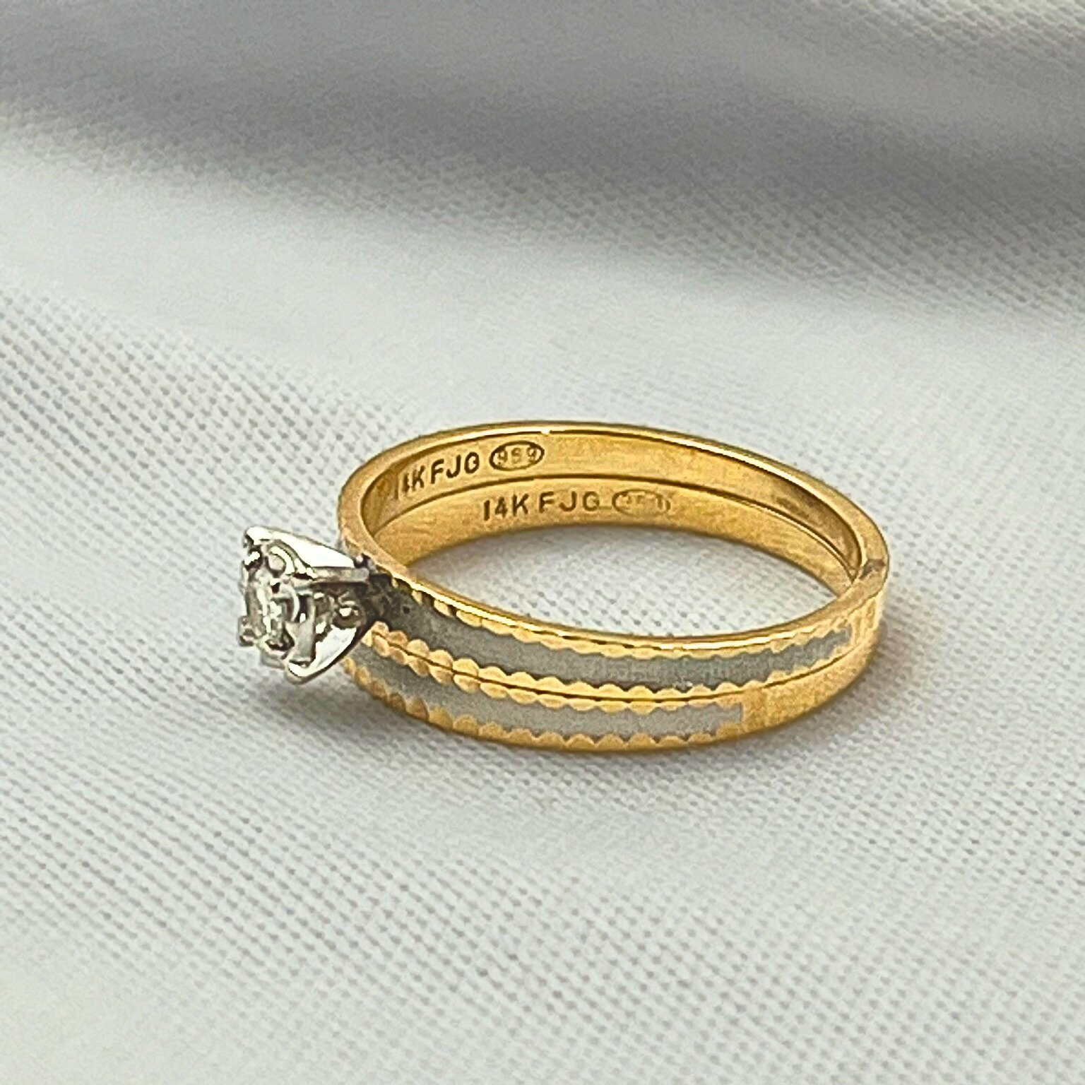 Two Tone 14k Yellow And White Gold Vintage Ladies Wedding Set