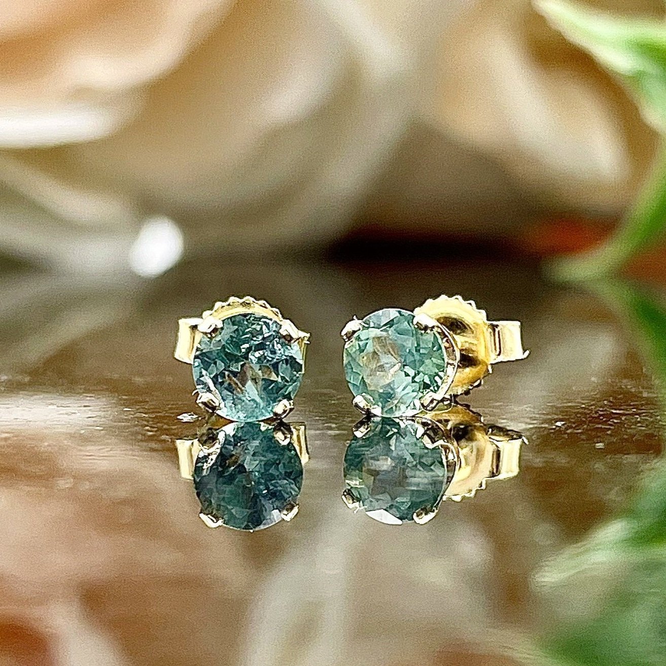 .76ctw Round Alexandrite Studs 14k Yellow Gold
