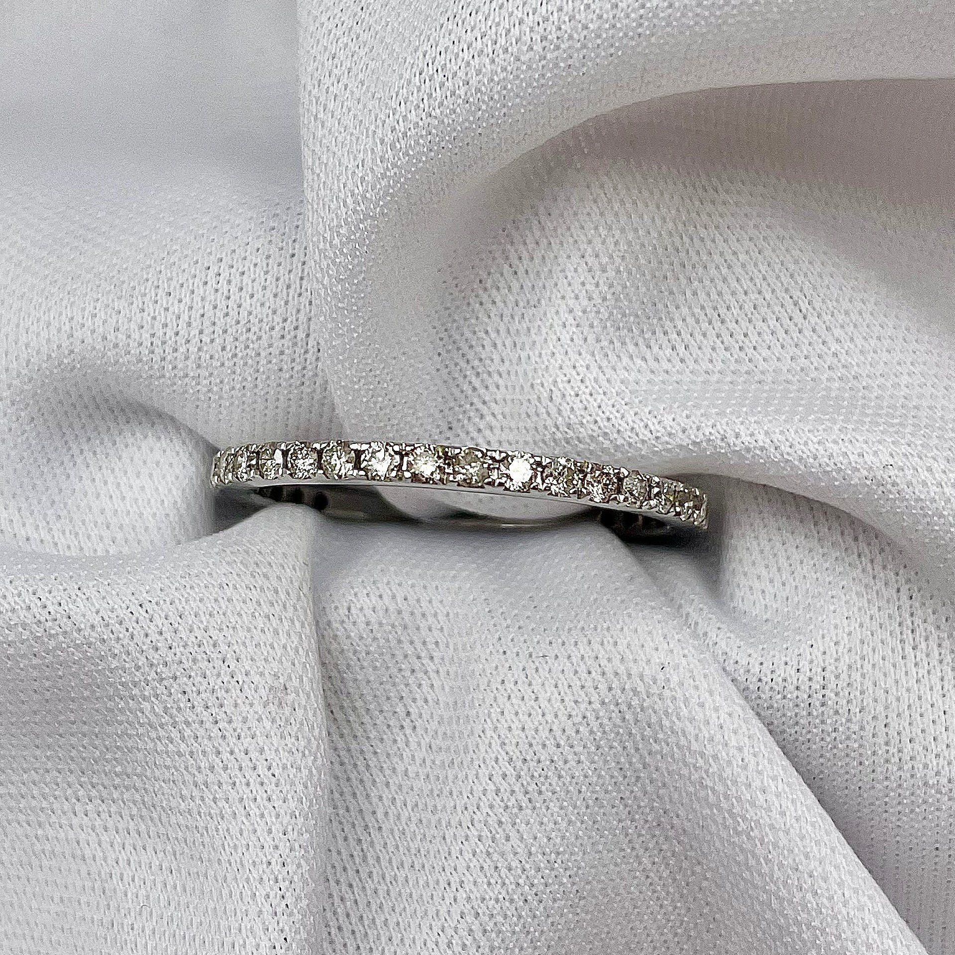top down white background .14ctw A Diamonds Shared Prong 3/4ths Eternity Band 10k White Gold