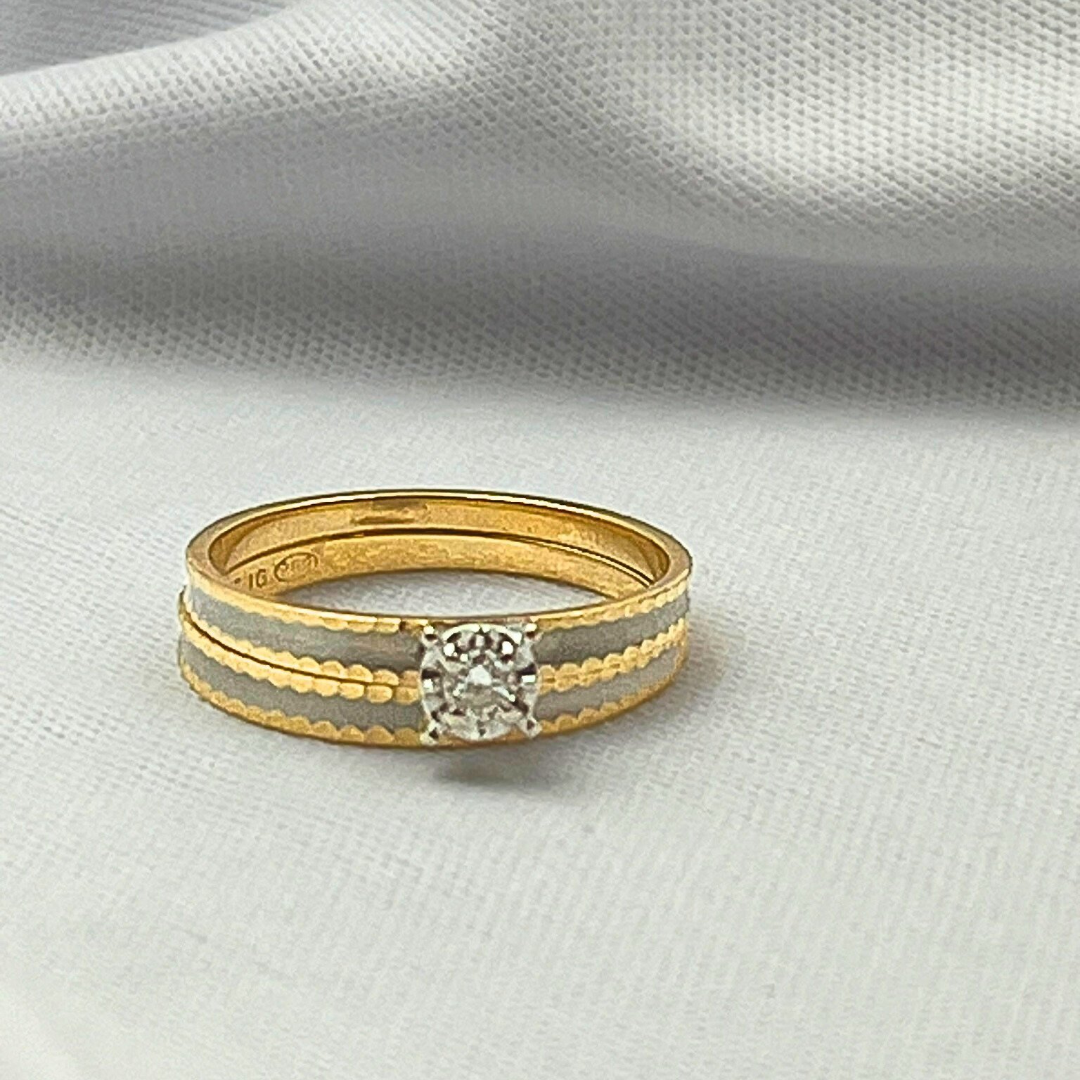 Two Tone 14k Yellow And White Gold Vintage Ladies Wedding Set