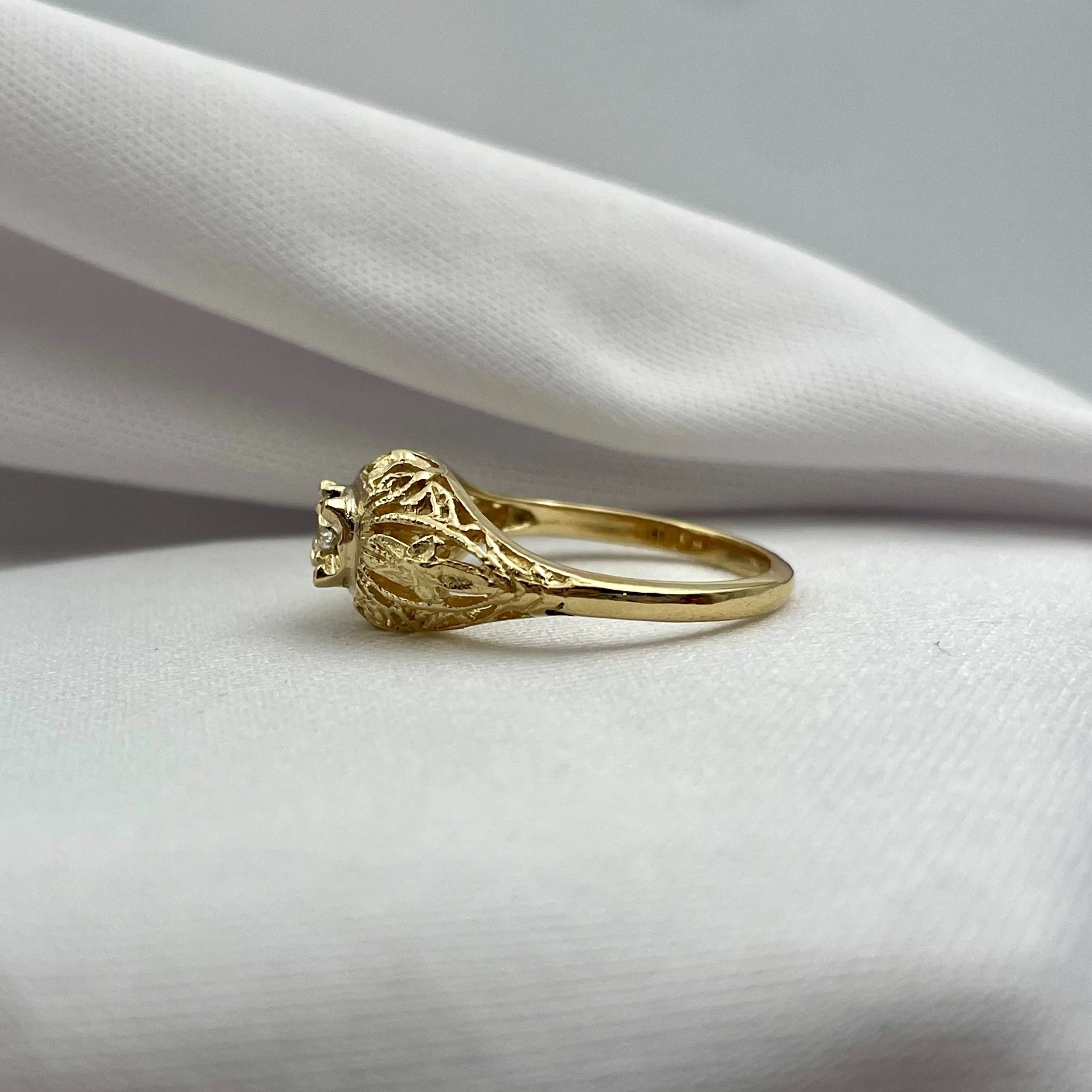 14k Yellow or White Gold Vintage Inspired Old Mine Cut Diamond Ladies Ring - Warren Jewelers